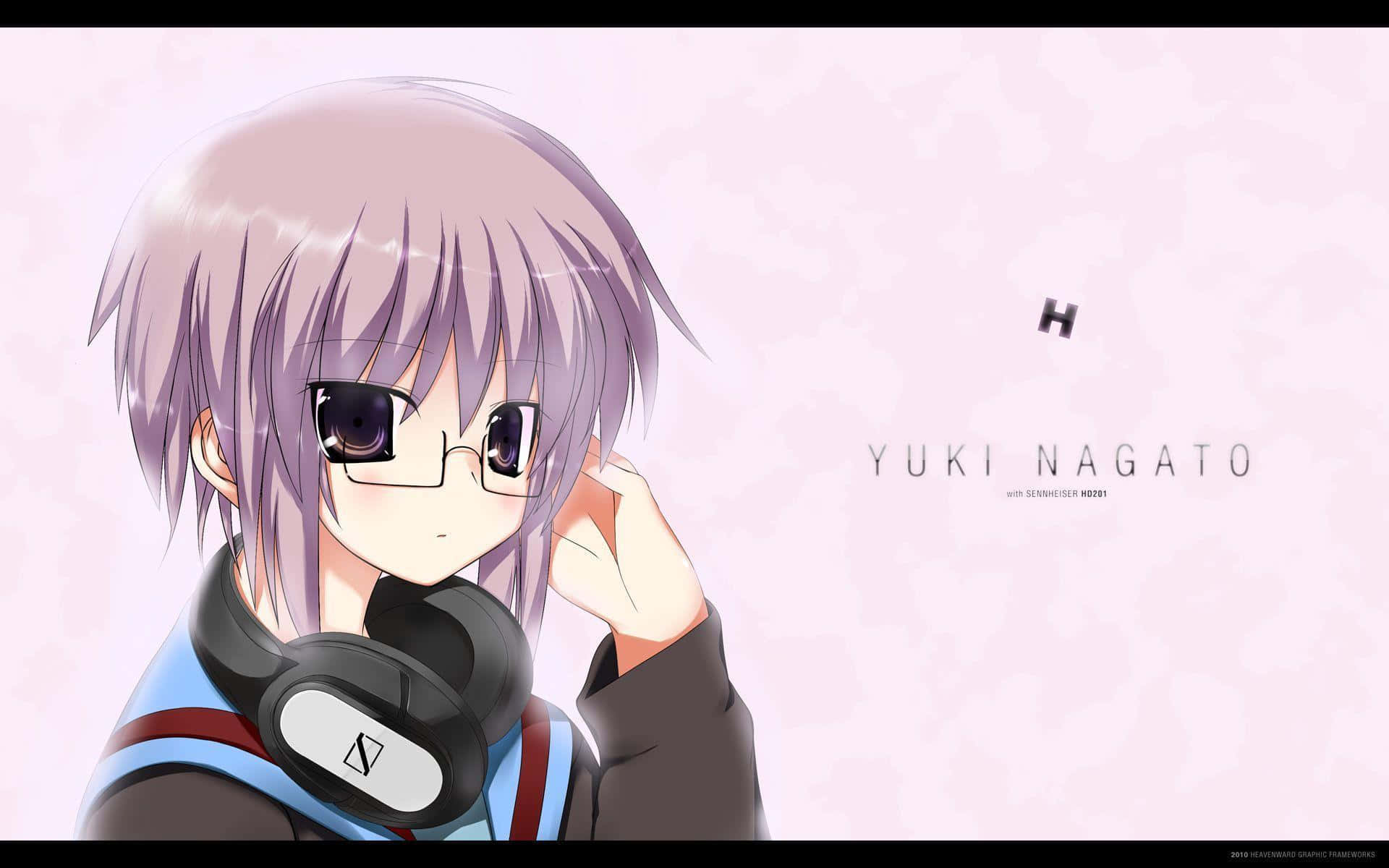 Yuki Nagato, lavender hair, glasses, Full HD Desktop Wallpaper