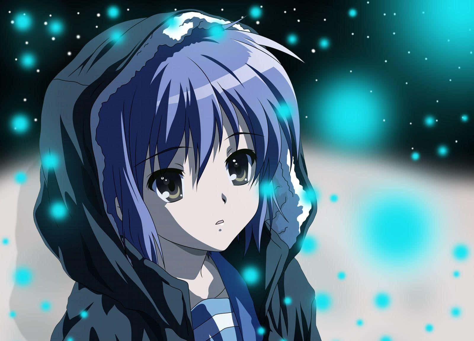 Yuki Nagato, blue-haired, hooded coat, HD Desktop Wallpaper