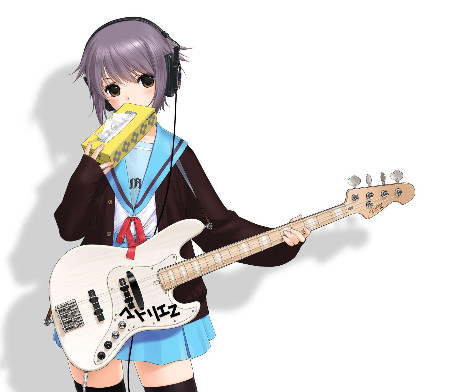 Yuki Nagato, purple hair, yellow tissue box, HD Desktop Wallpaper