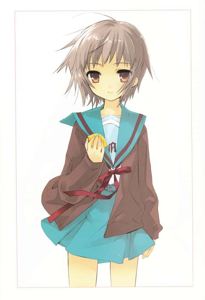 Yuki Nagato, school library, short gray hair, SD Phone Wallpaper