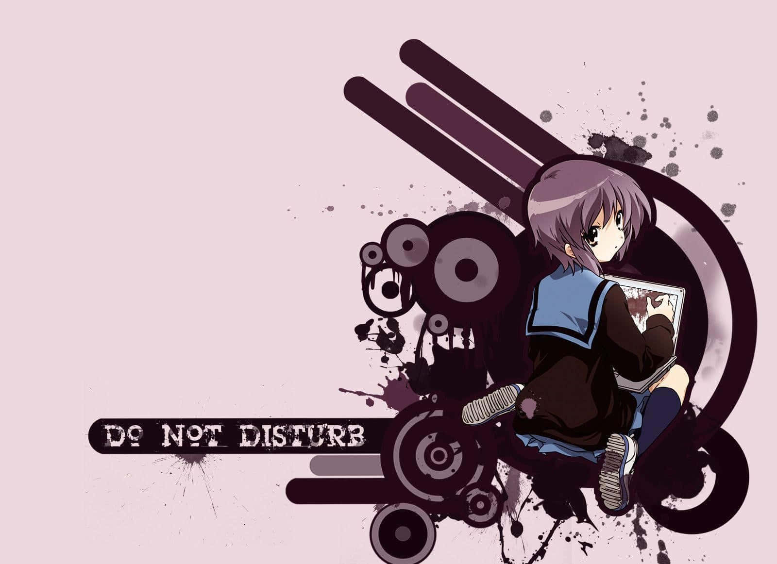 Yuki Nagato, purple-haired anime girl, laptop, HD Desktop Wallpaper