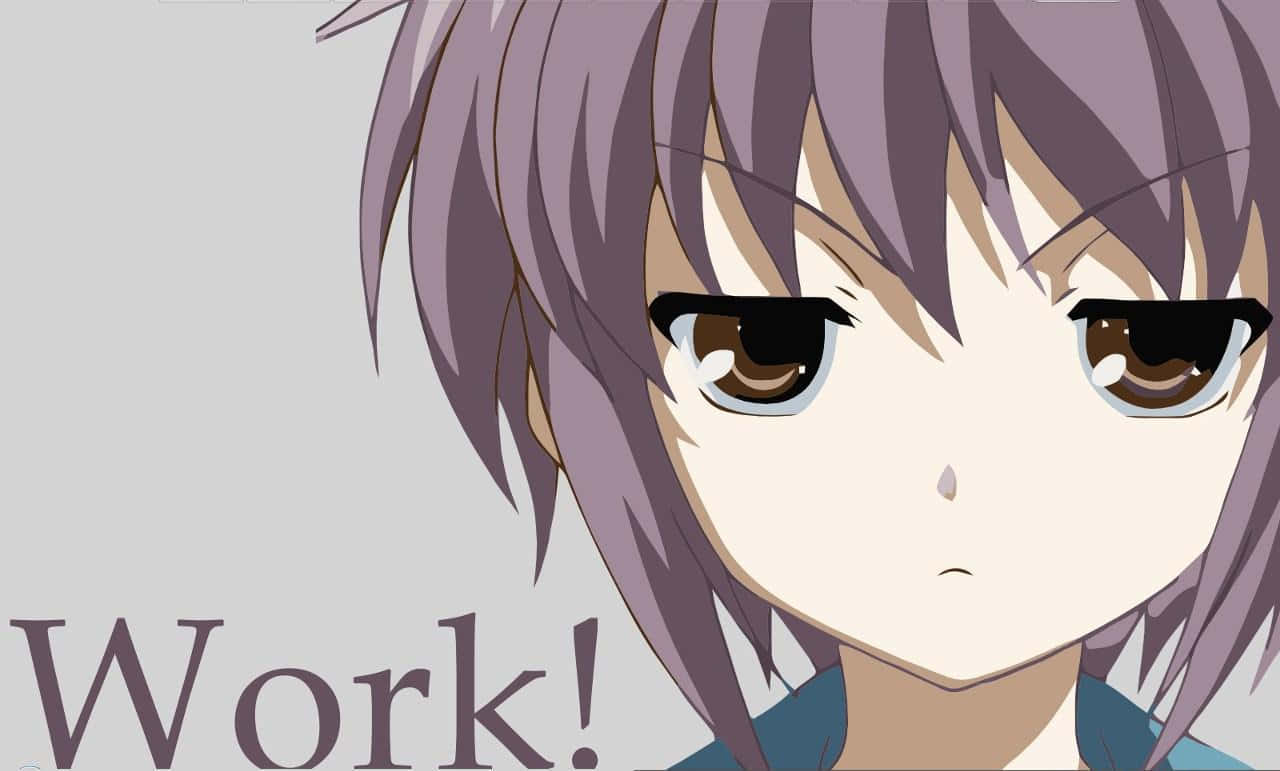 Yuki Nagato, purple hair, tired brown eyes, HD Desktop Wallpaper