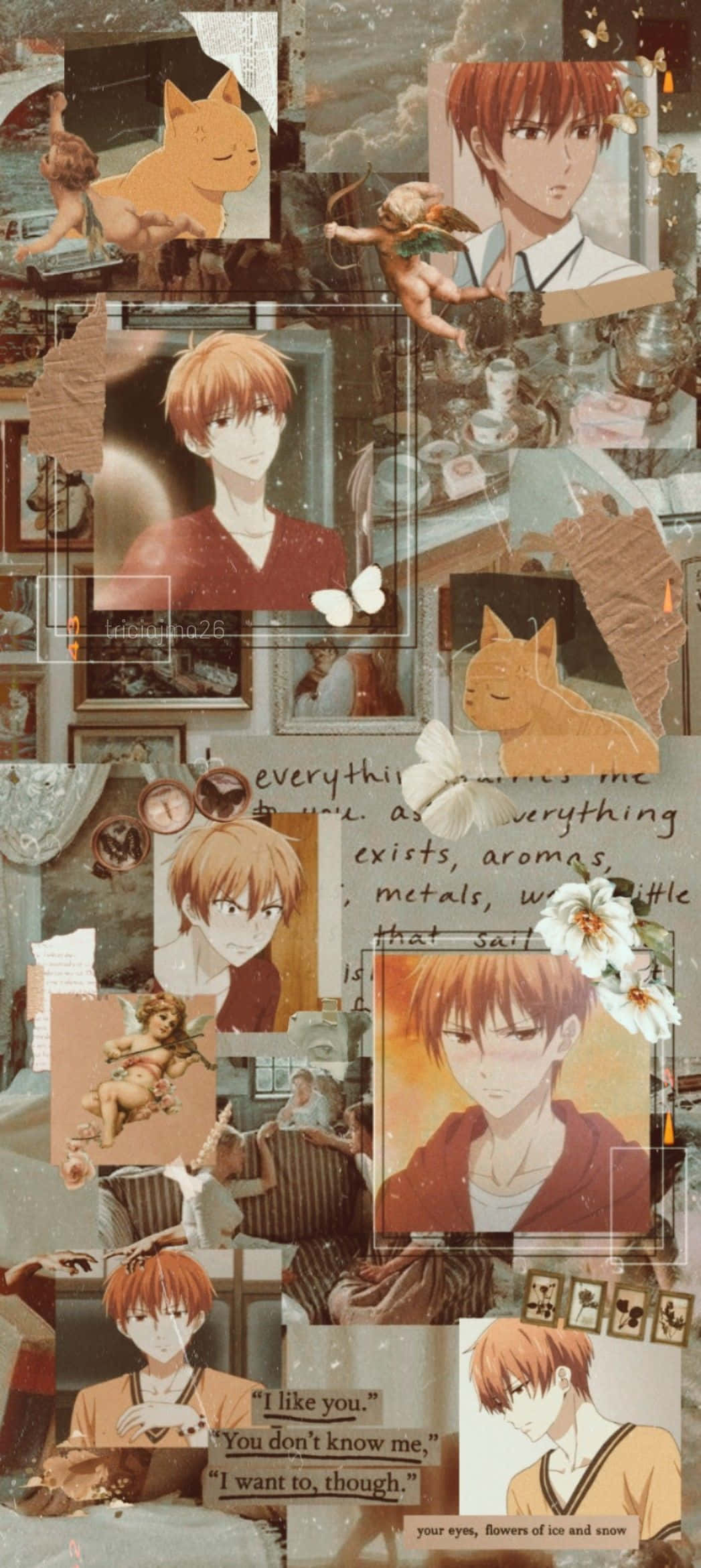 Yuki Sohma, orange hair, cats, Full HD Phone Wallpaper