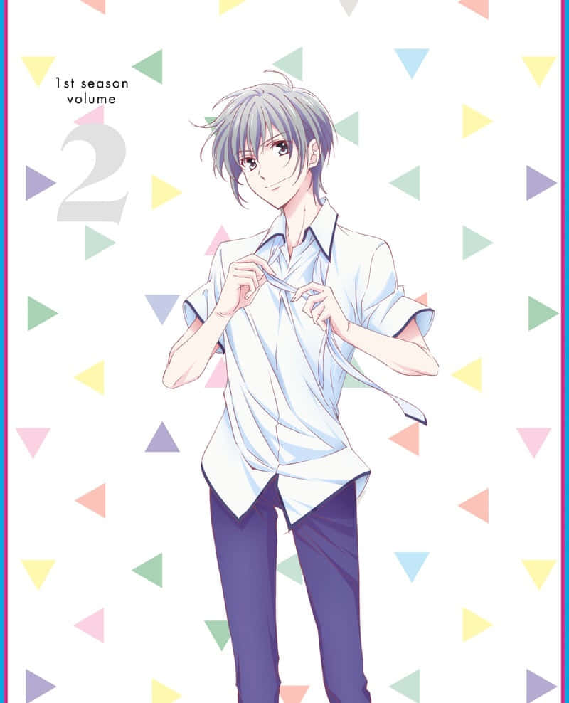 Yuki Sohma, silver hair, white shirt, SD Phone Wallpaper