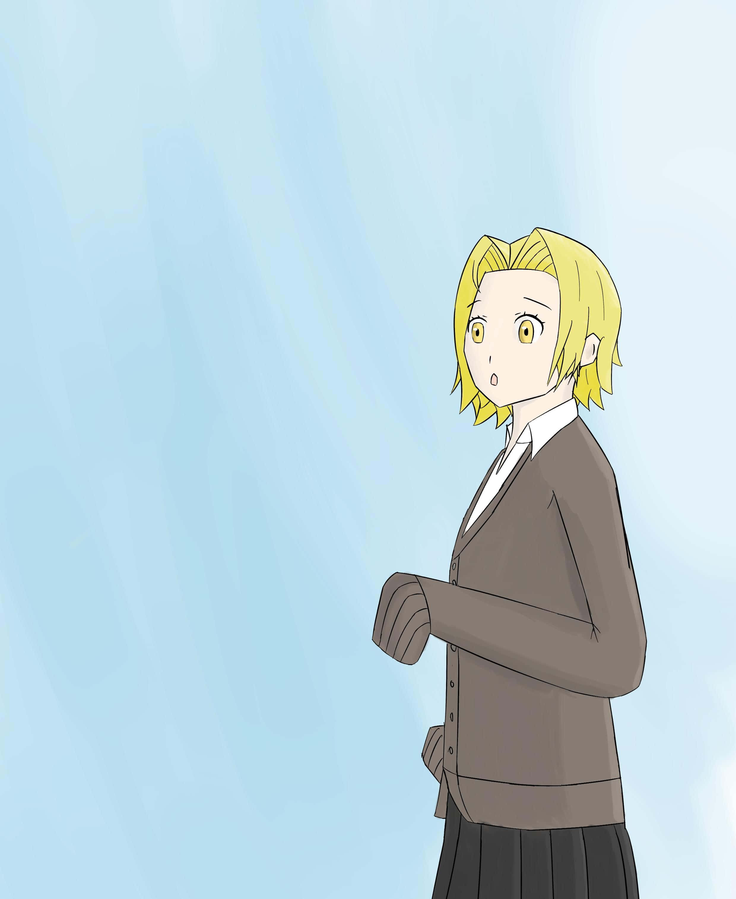 Yuki Yoshikawa, blonde hair, yellow eyes, 2K Phone Wallpaper
