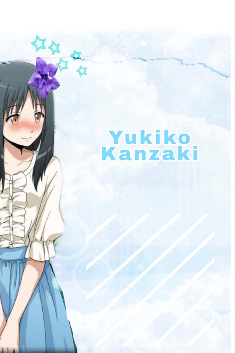 Yukiko Kanzaki, dark hair, purple flower, SD Phone Wallpaper