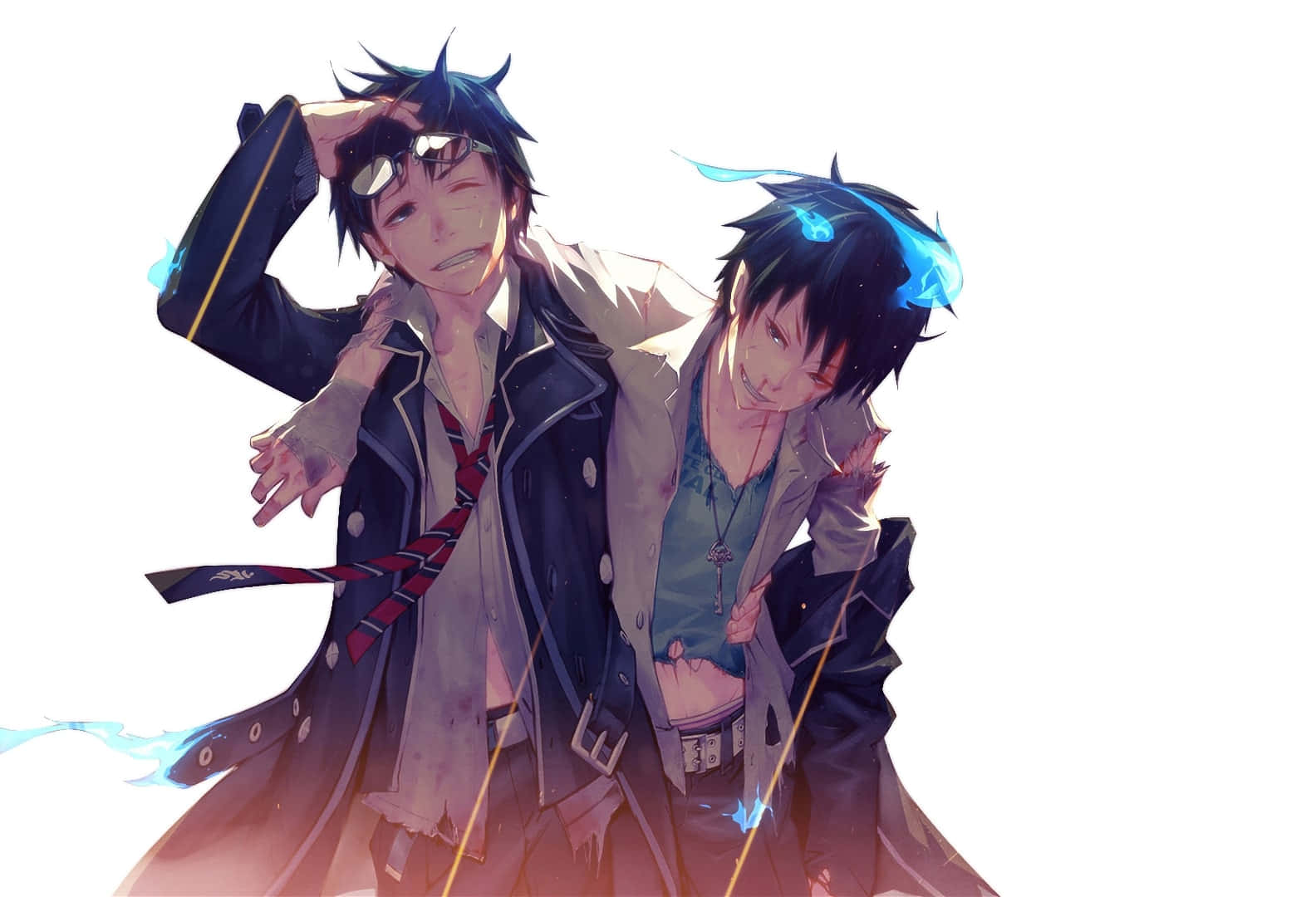 Yukio Okumura, spiky hair, glowing blue energy effects, HD Desktop Wallpaper