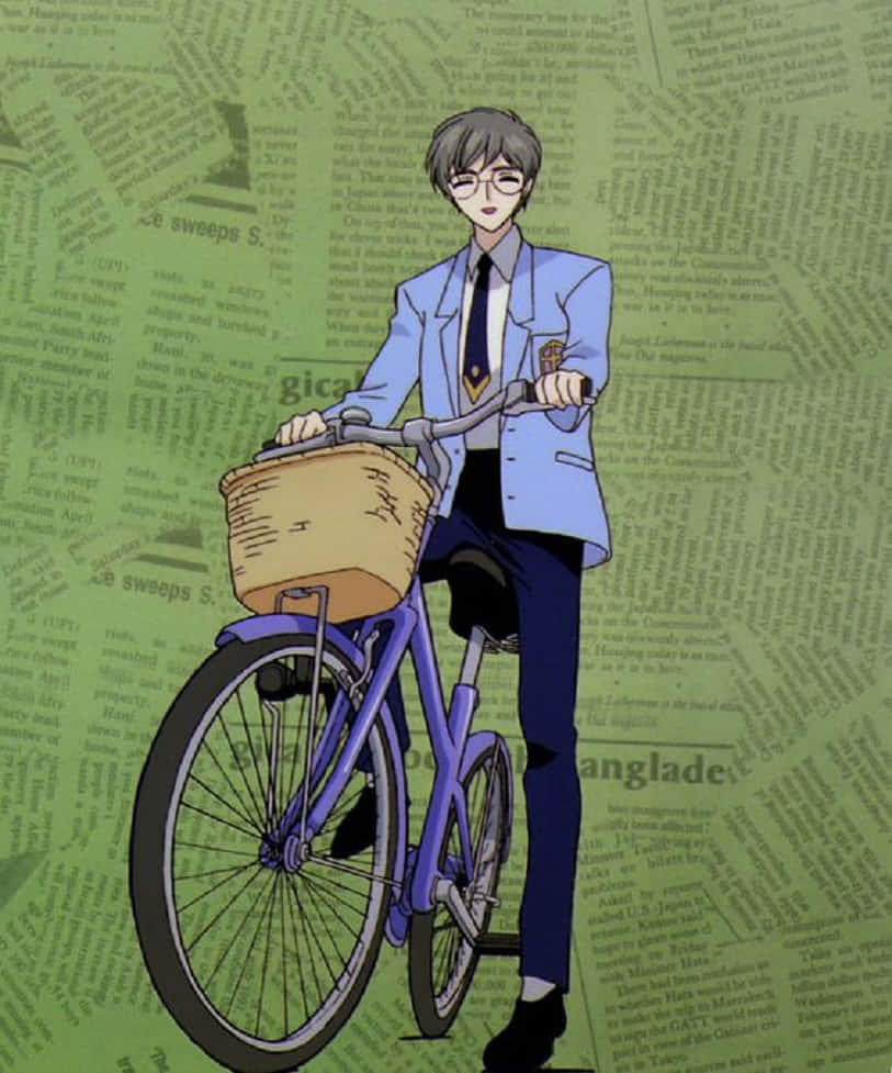 Yukito Tsukishiro, blue school uniform, purple bicycle, SD Phone Wallpaper