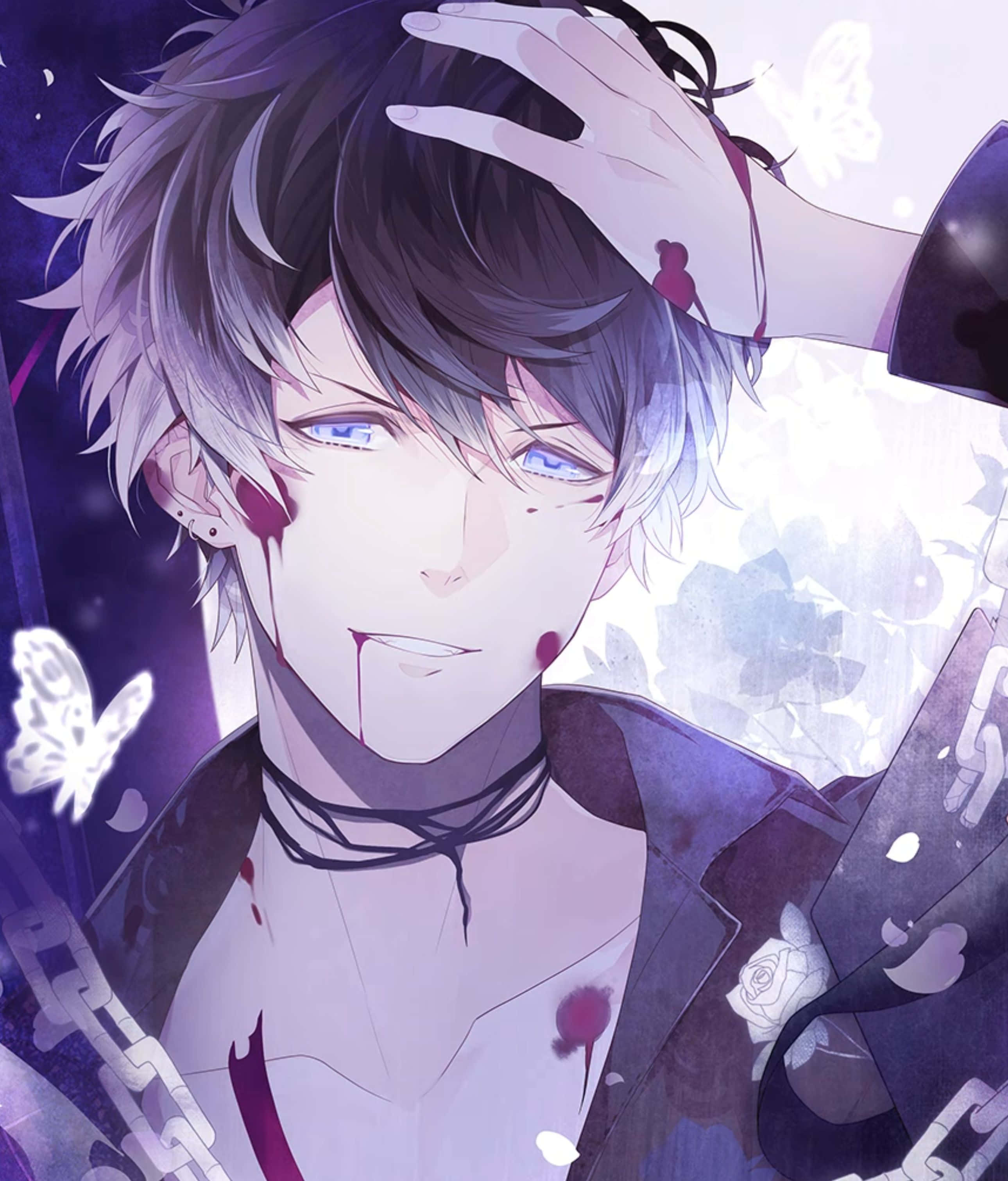 Yuma Mukami, silver hair, blue eyes, 2K Phone Wallpaper