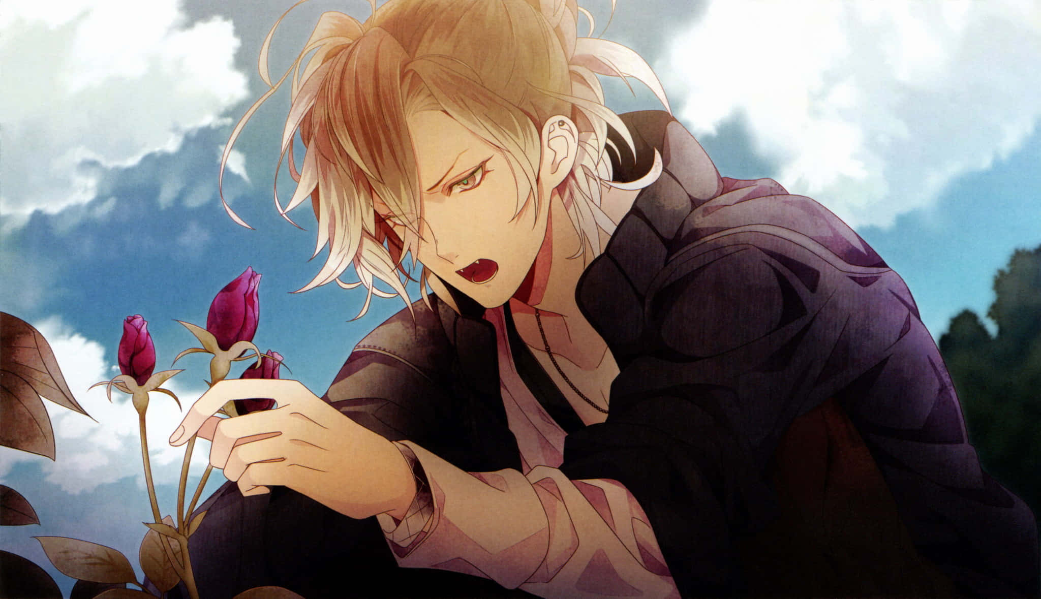 Yuma Mukami, blonde anime character, dark jacket, Full HD Desktop Wallpaper