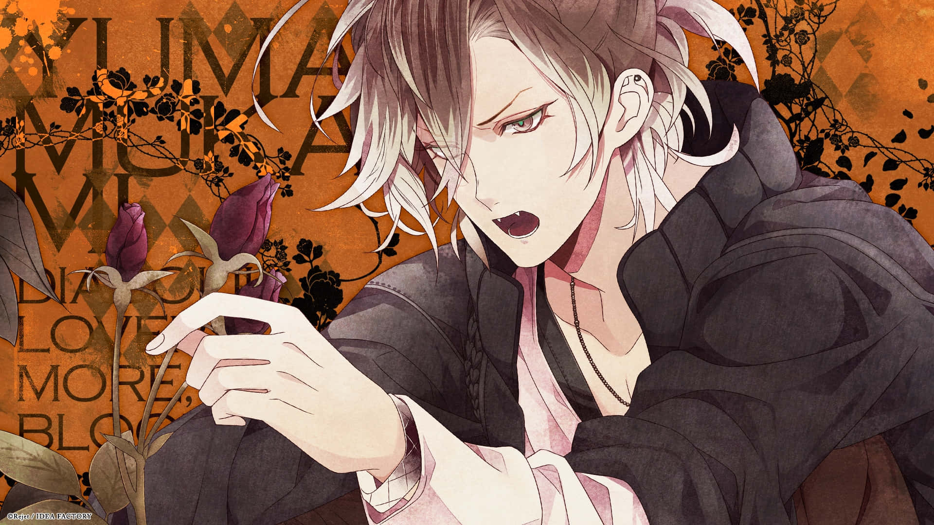 Yuma Mukami, silver-haired anime male, intense eyes, Full HD Desktop Wallpaper