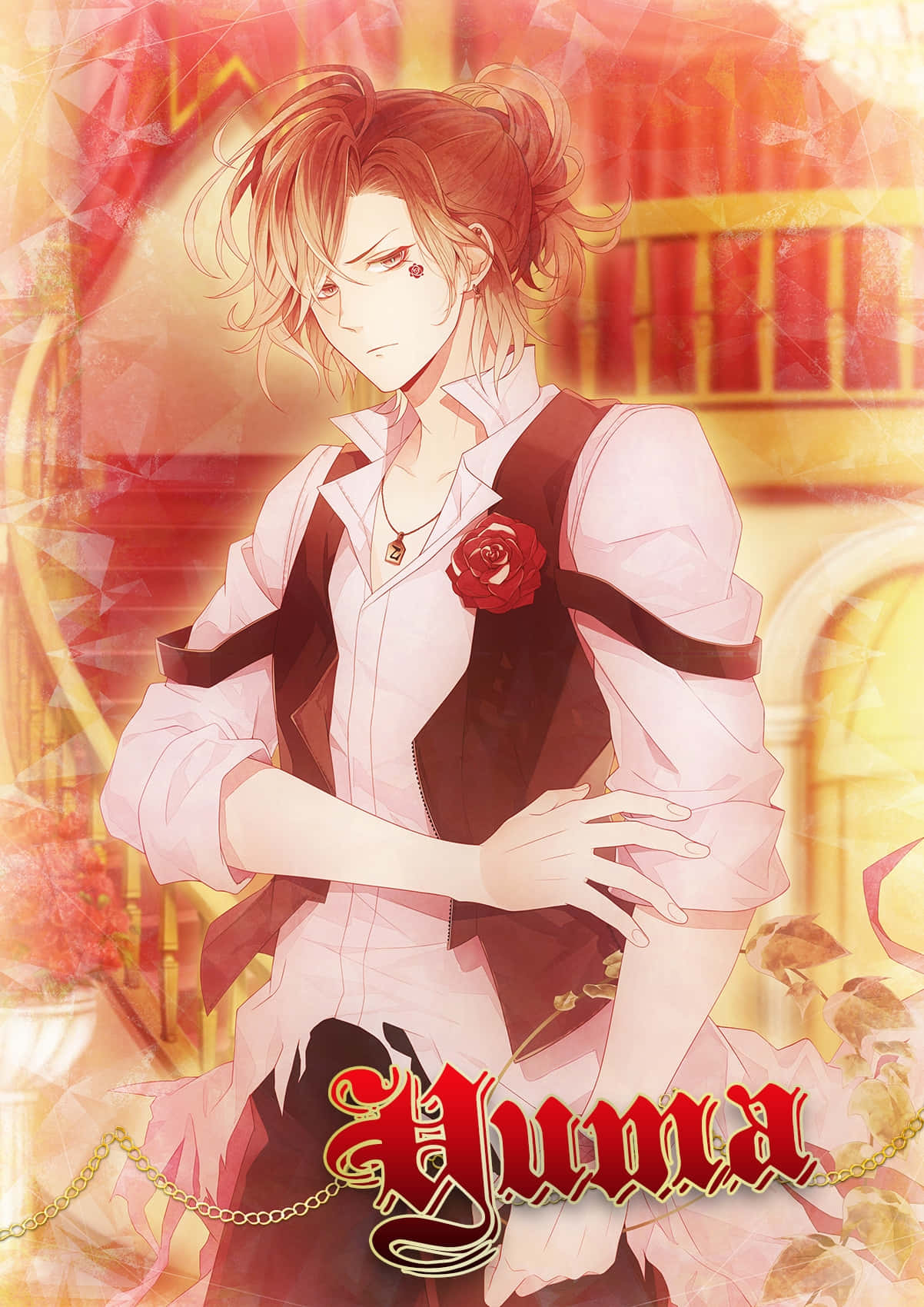 Yuma Mukami, red hair, rose pin, HD Phone Wallpaper