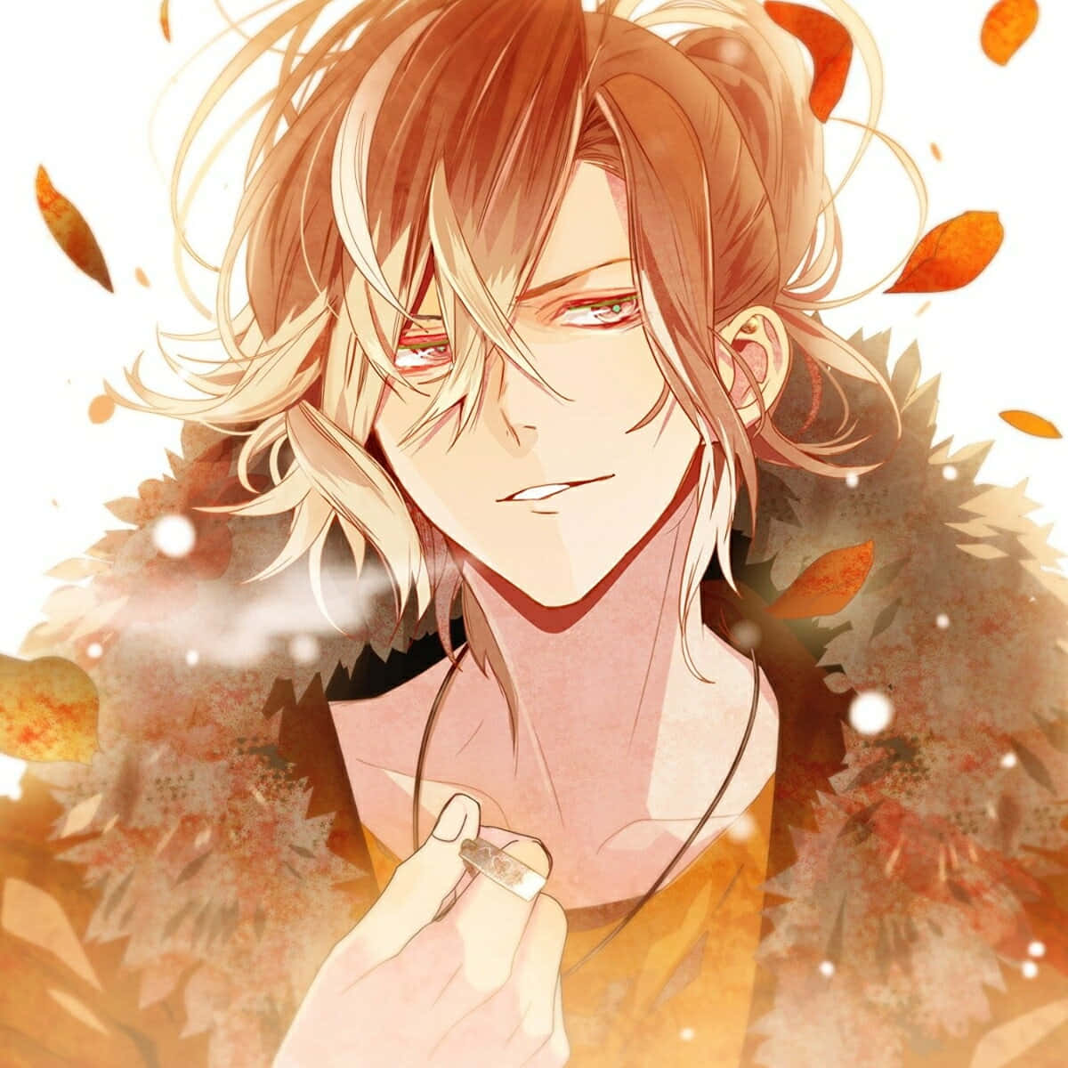 Yuma Mukami, autumn leaves, warm golden light, SD Desktop Wallpaper