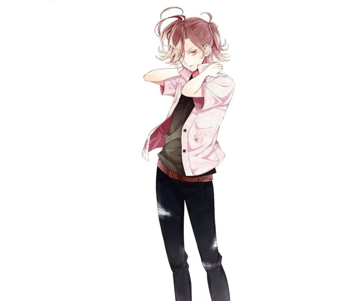 Yuma Mukami, messy pink hair, pink shirt, SD Desktop Wallpaper