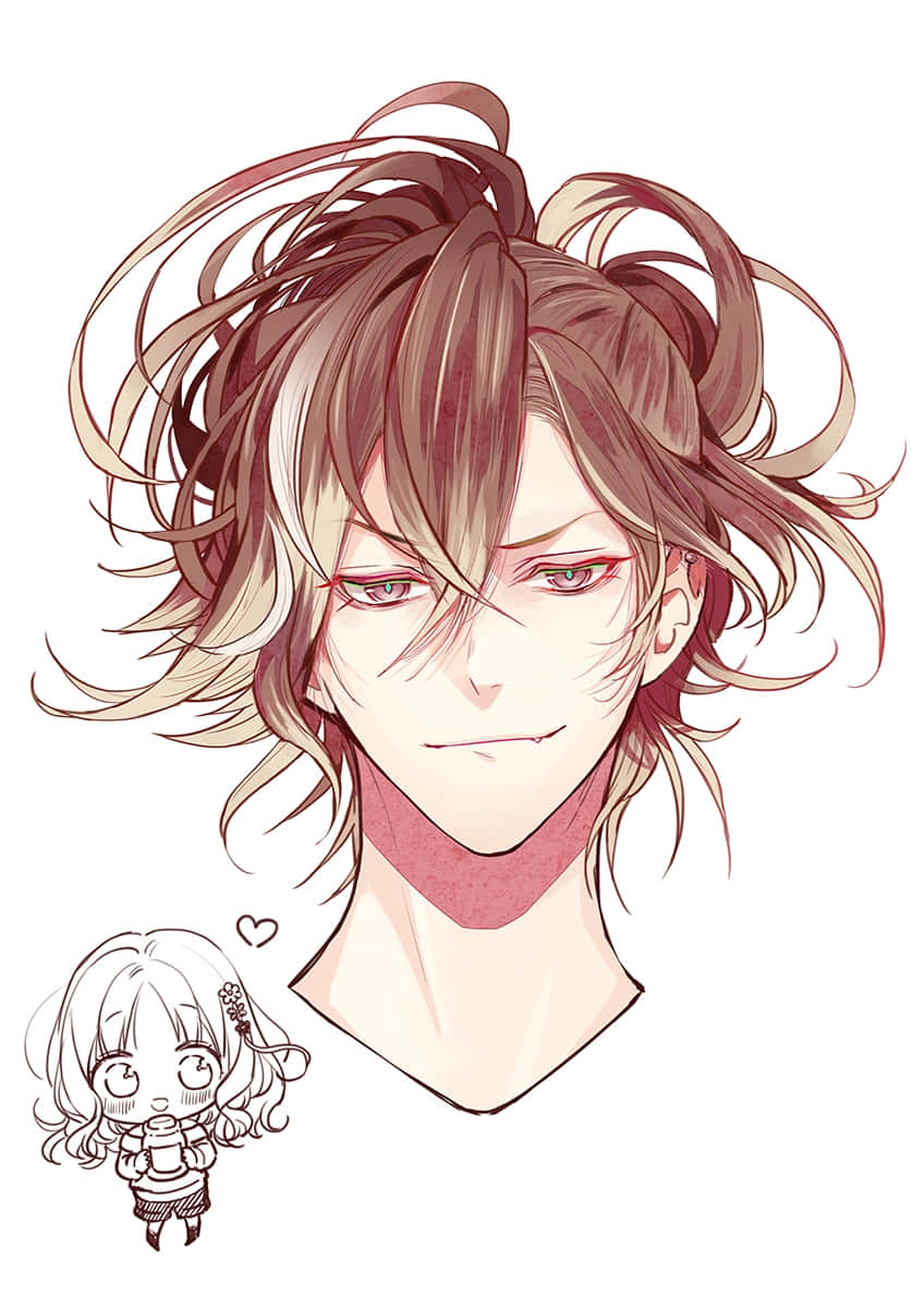 Yuma Mukami, anime character illustration, messy brown hair, SD Phone Wallpaper