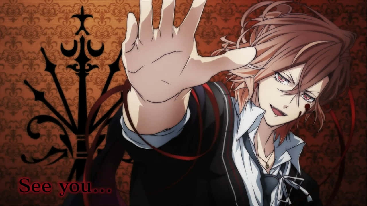 Yuma Mukami, red hair, bloodstain on his cheek, HD Desktop Wallpaper