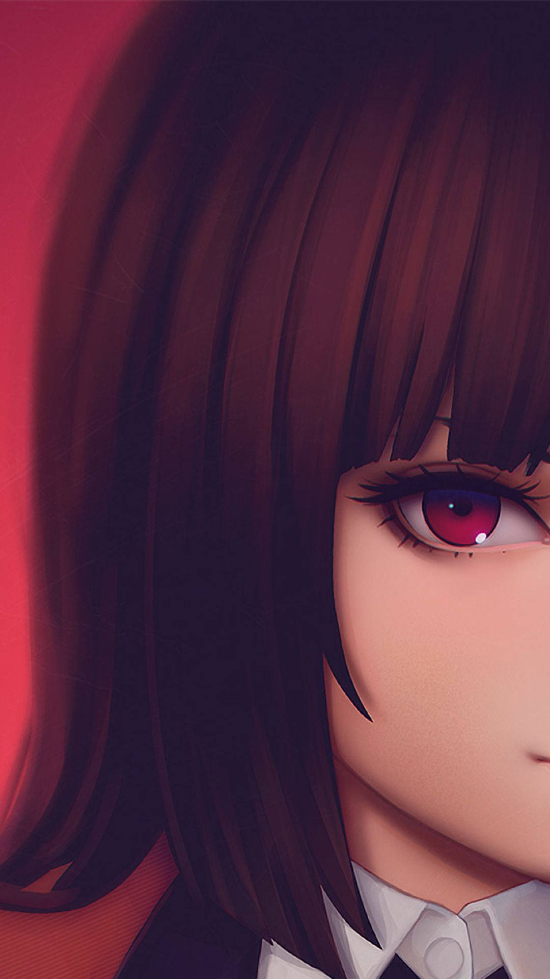 Yumeko Jabami, red eye, dark brown hair, Full HD Phone Wallpaper