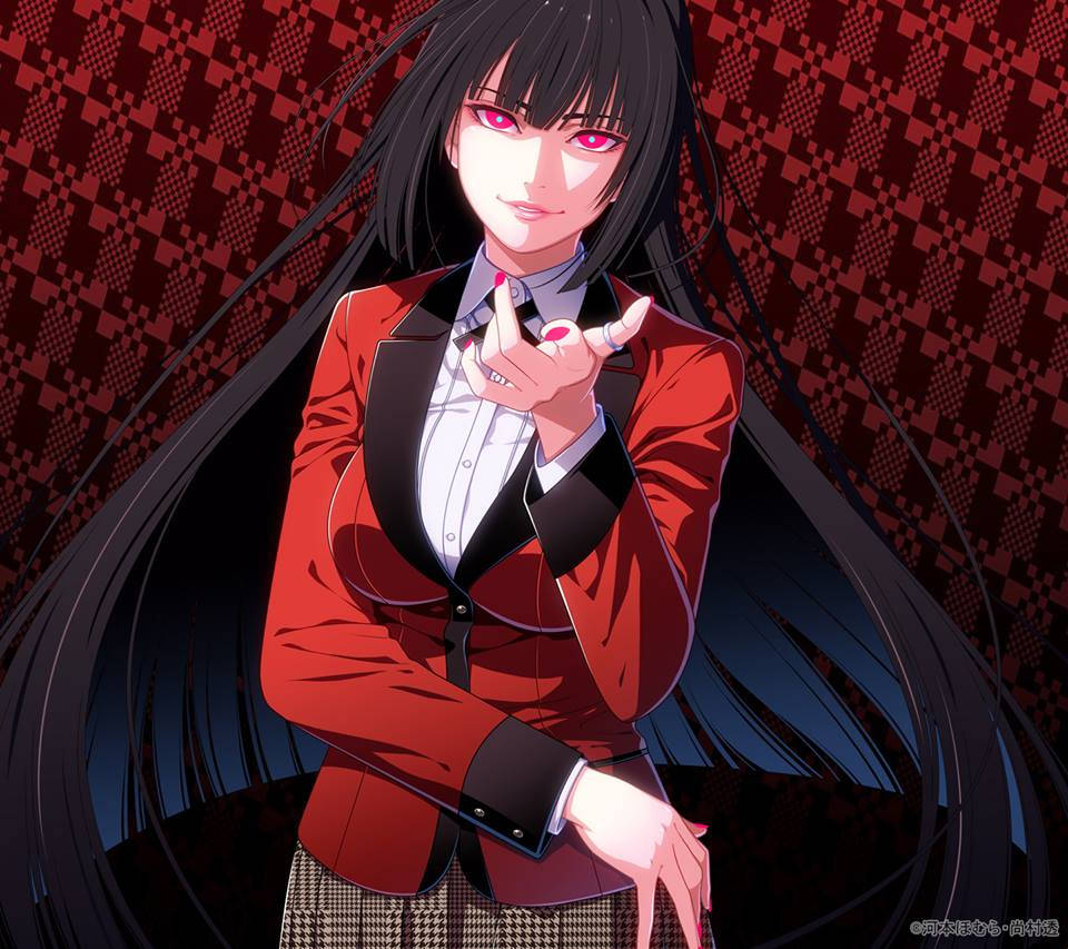 Yumeko Jabami, taunting look, long black hair, SD Desktop Wallpaper