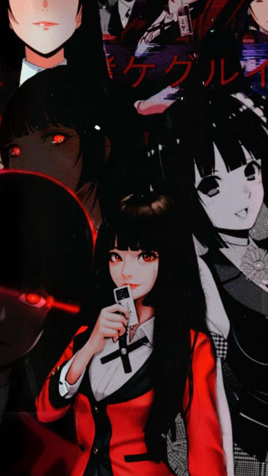 Yumeko Jabami, red eyes, black hair, Full HD Phone Wallpaper