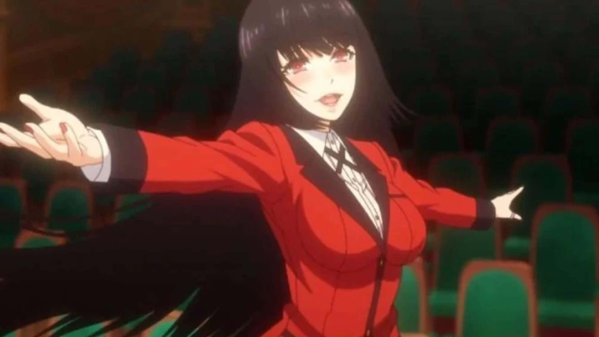 Yumeko Jabami, red blazer, empty auditorium, Full HD Desktop Wallpaper