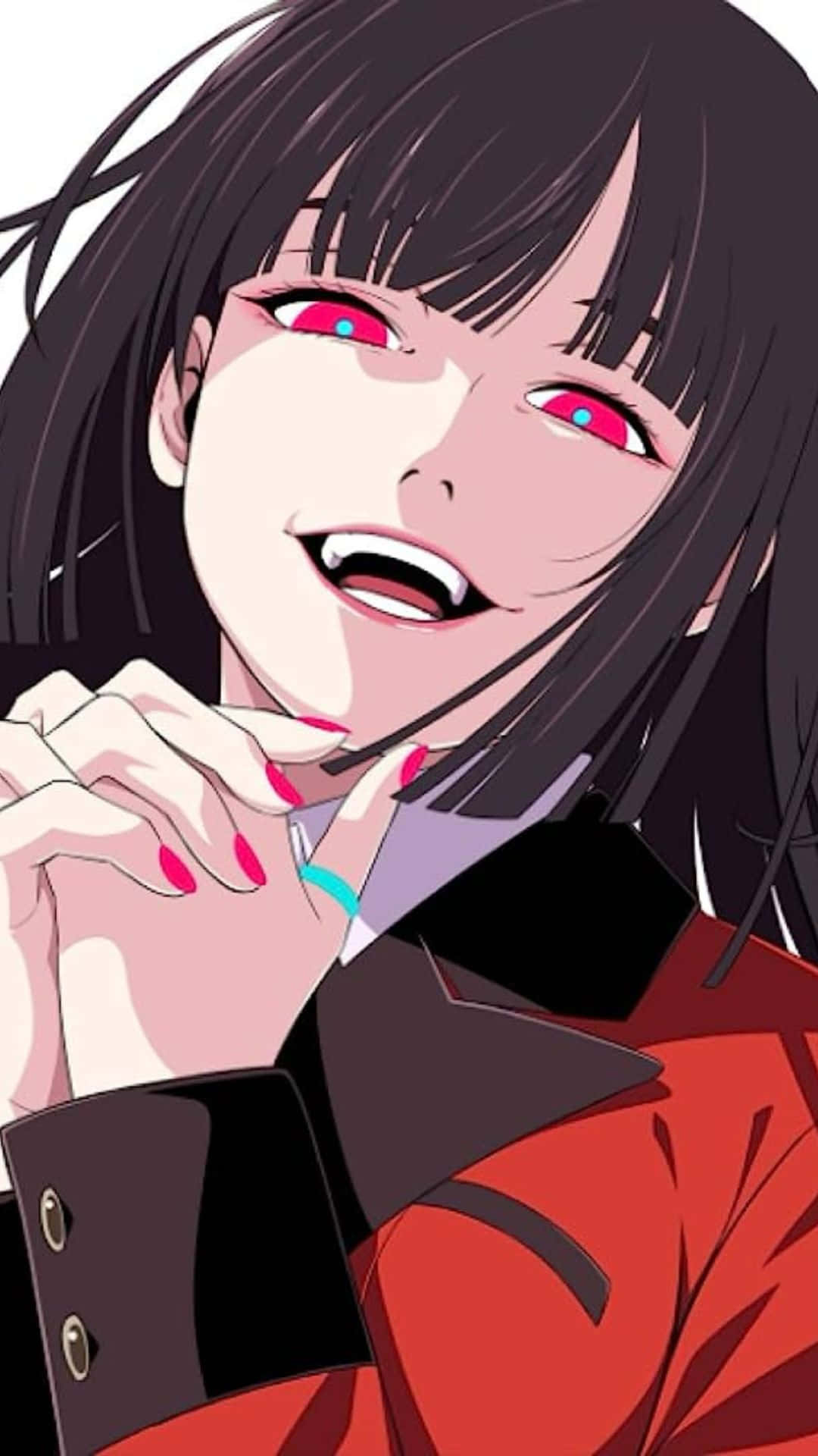 Yumeko Jabami, black hair, glowing red eyes, Full HD Phone Wallpaper