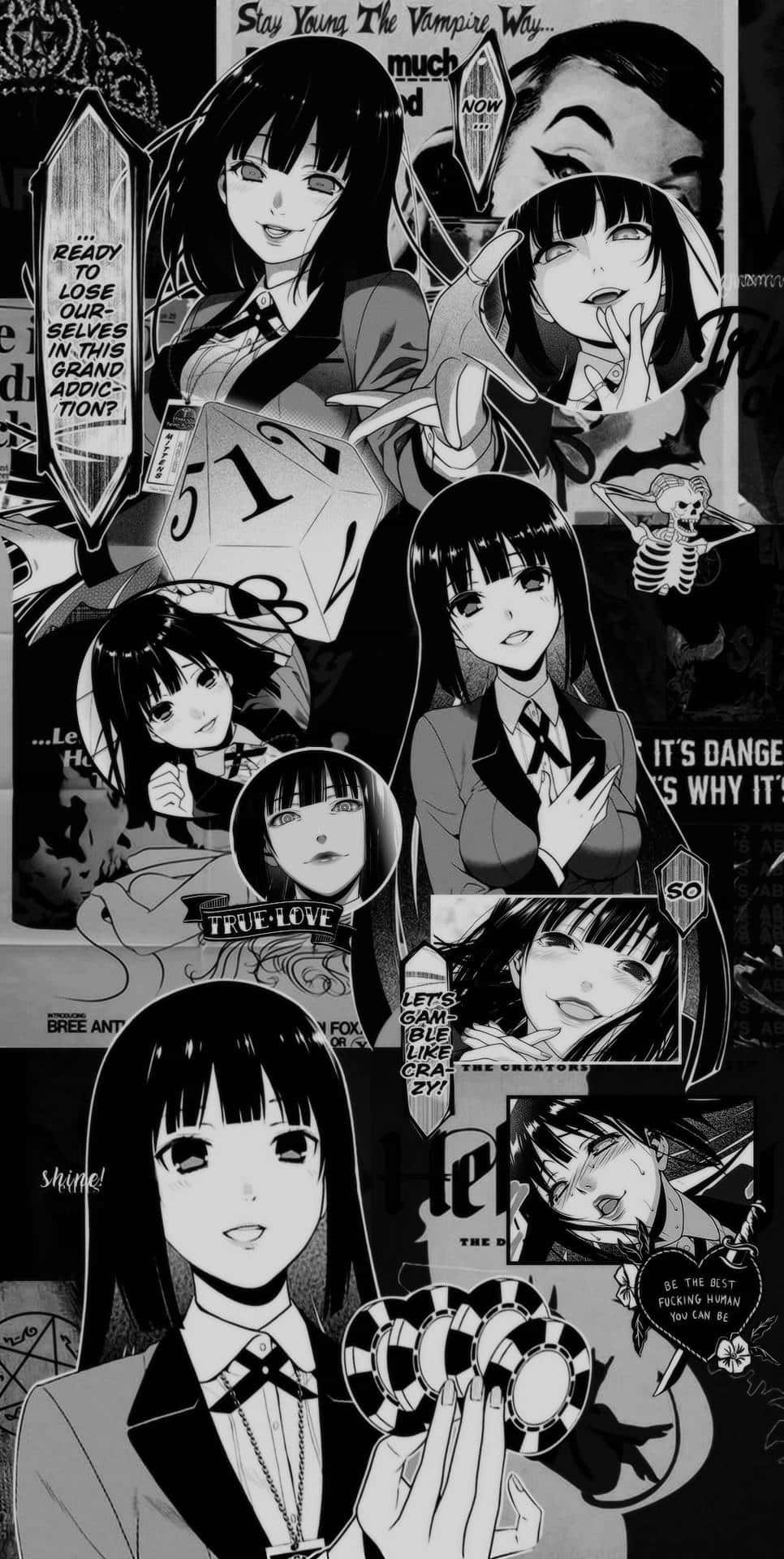 Yumeko Jabami, manga collage, anime girls, Full HD Phone Wallpaper