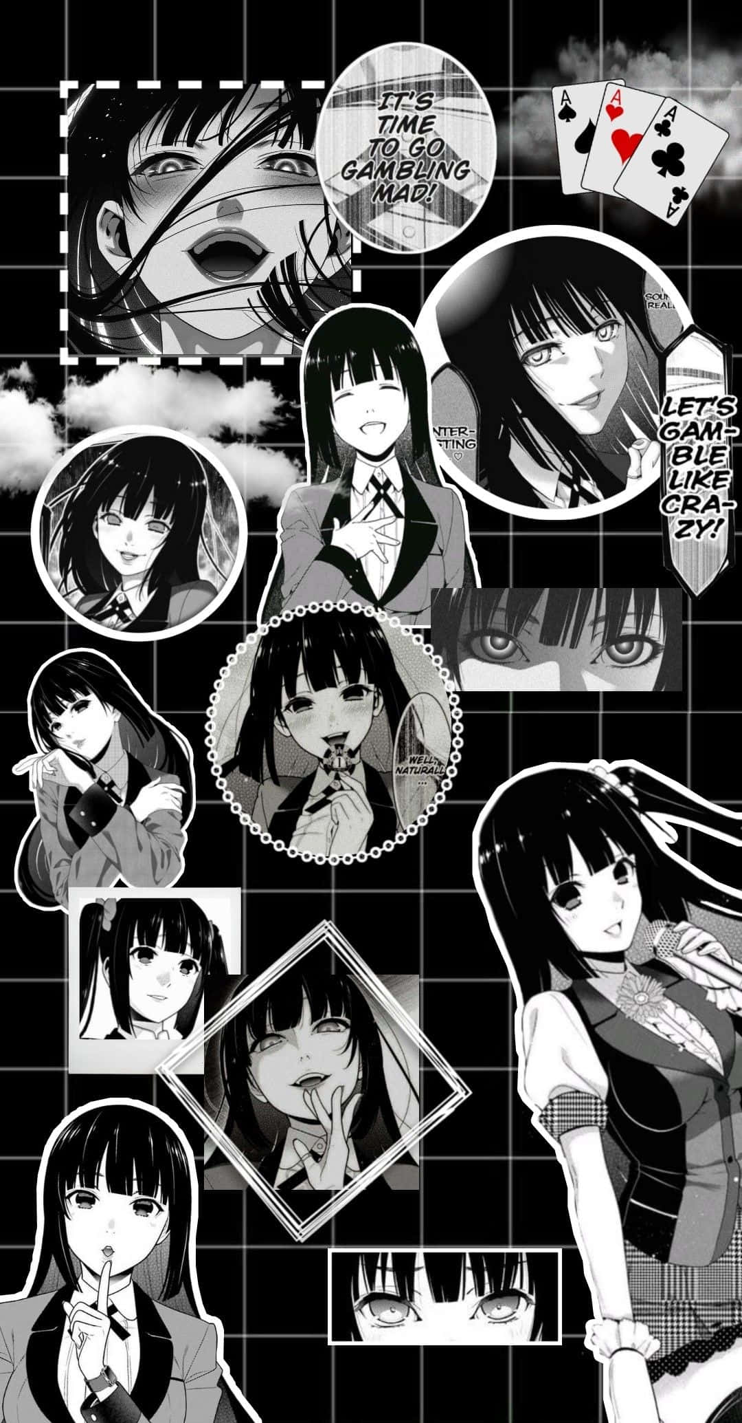 Yumeko, gambling, manga collage, Full HD Phone Wallpaper