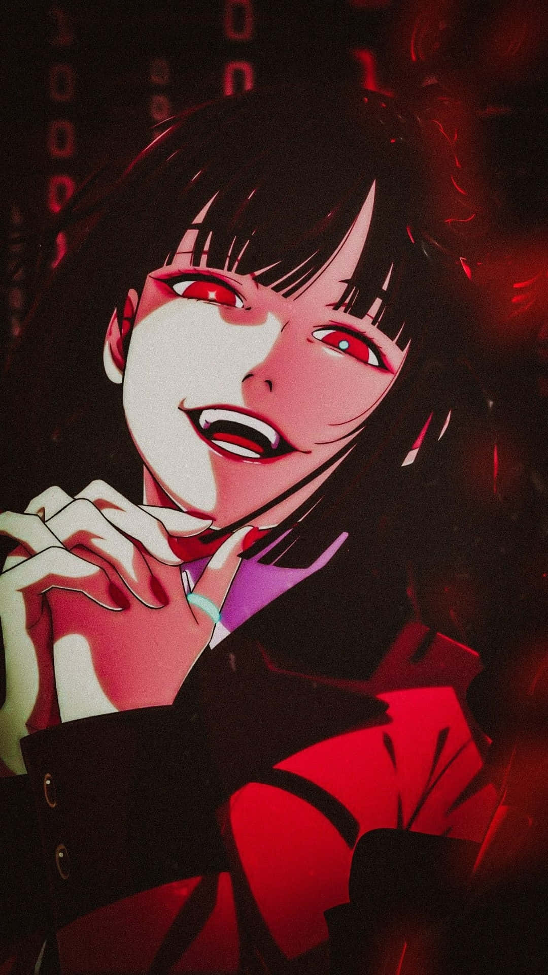 Yumeko, red eyes, black hair, Full HD Phone Wallpaper