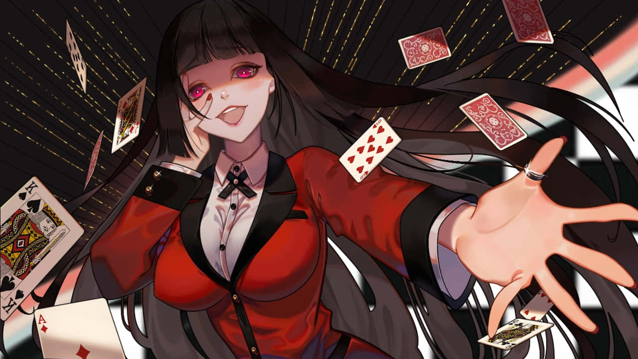 Yumeko, animated gambling enthusiast, long black hair, HD Desktop Wallpaper