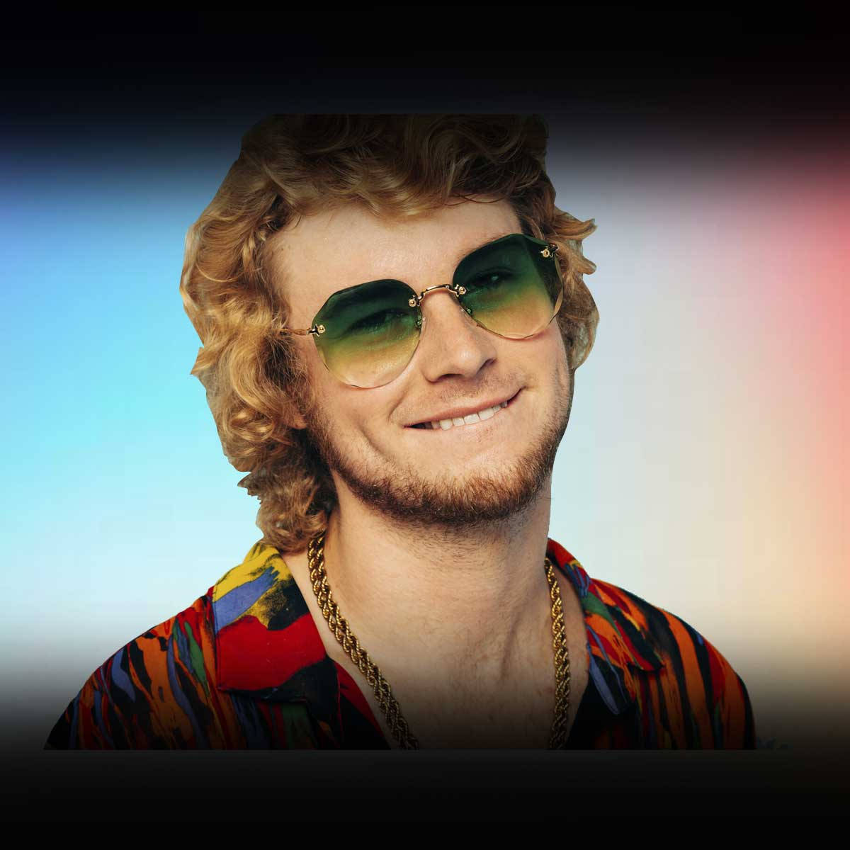 Yung Gravy, curly blonde hair, green-tinted sunglasses, SD Desktop Wallpaper