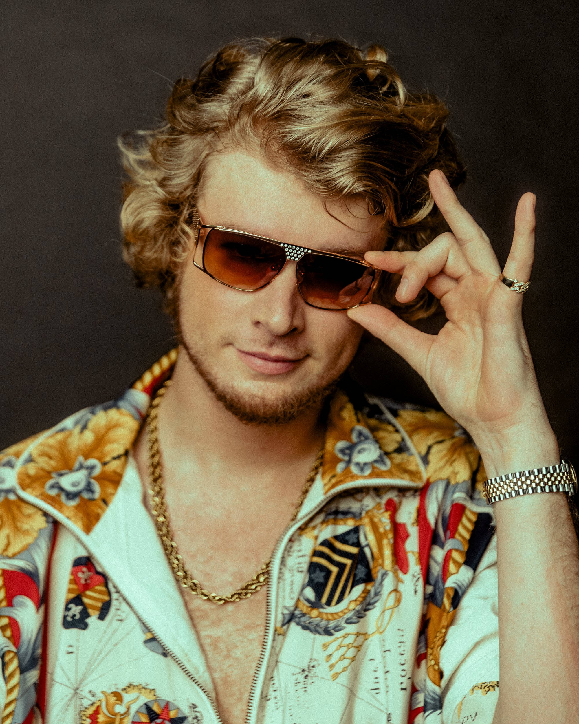 Yung Gravy, curly blonde hair, ornate sunglasses, Full HD Phone Wallpaper