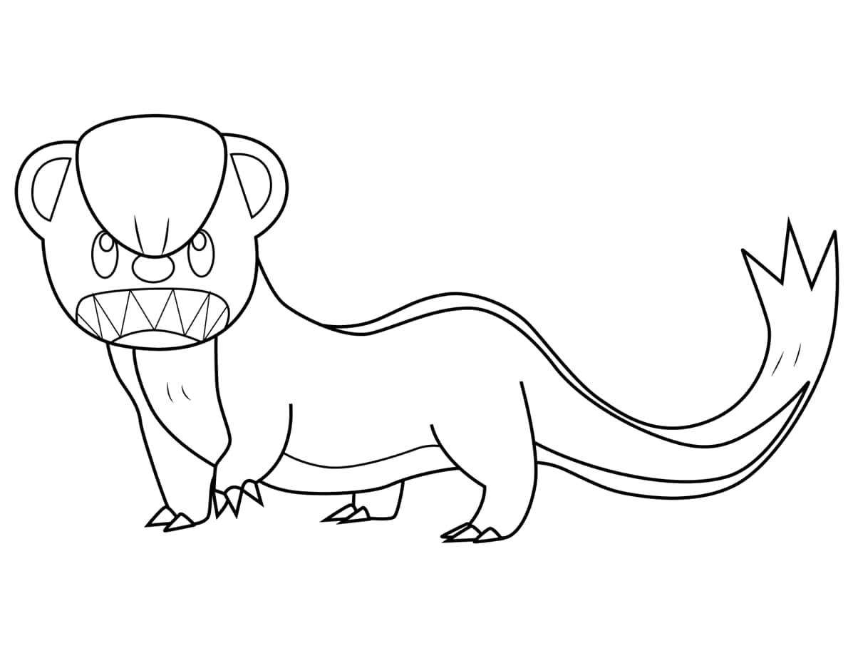 Yungoos, cartoon ferret-like creature, sharp teeth, SD Desktop Wallpaper