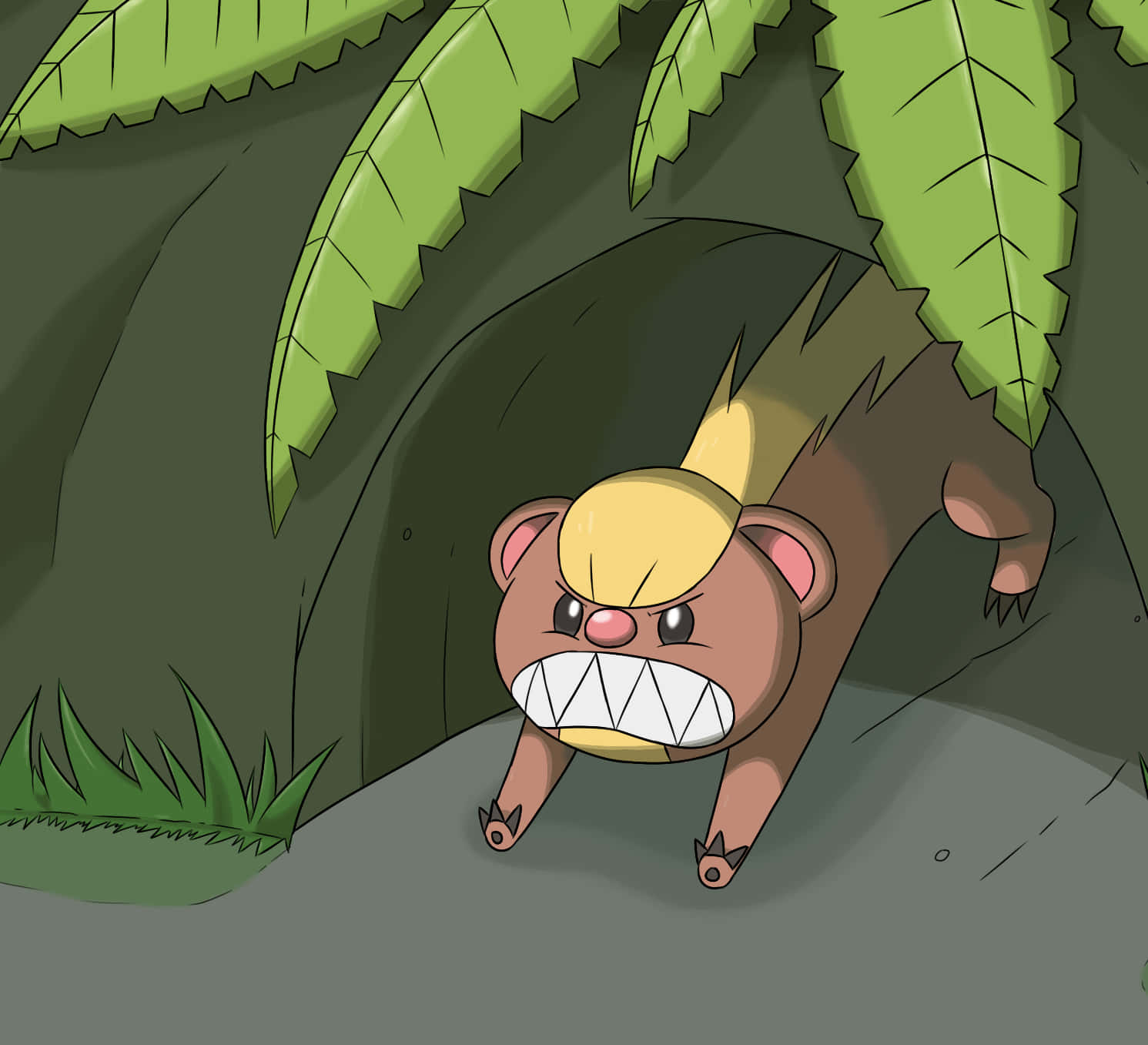 Yungoos, tunnel, yellow mohawk, HD Desktop Wallpaper