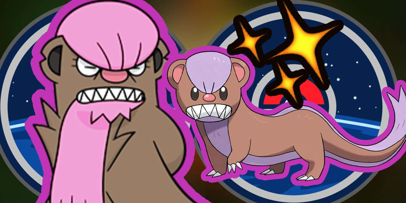 Yungoos, purple Pokéball, cosmic background, HD Desktop Wallpaper