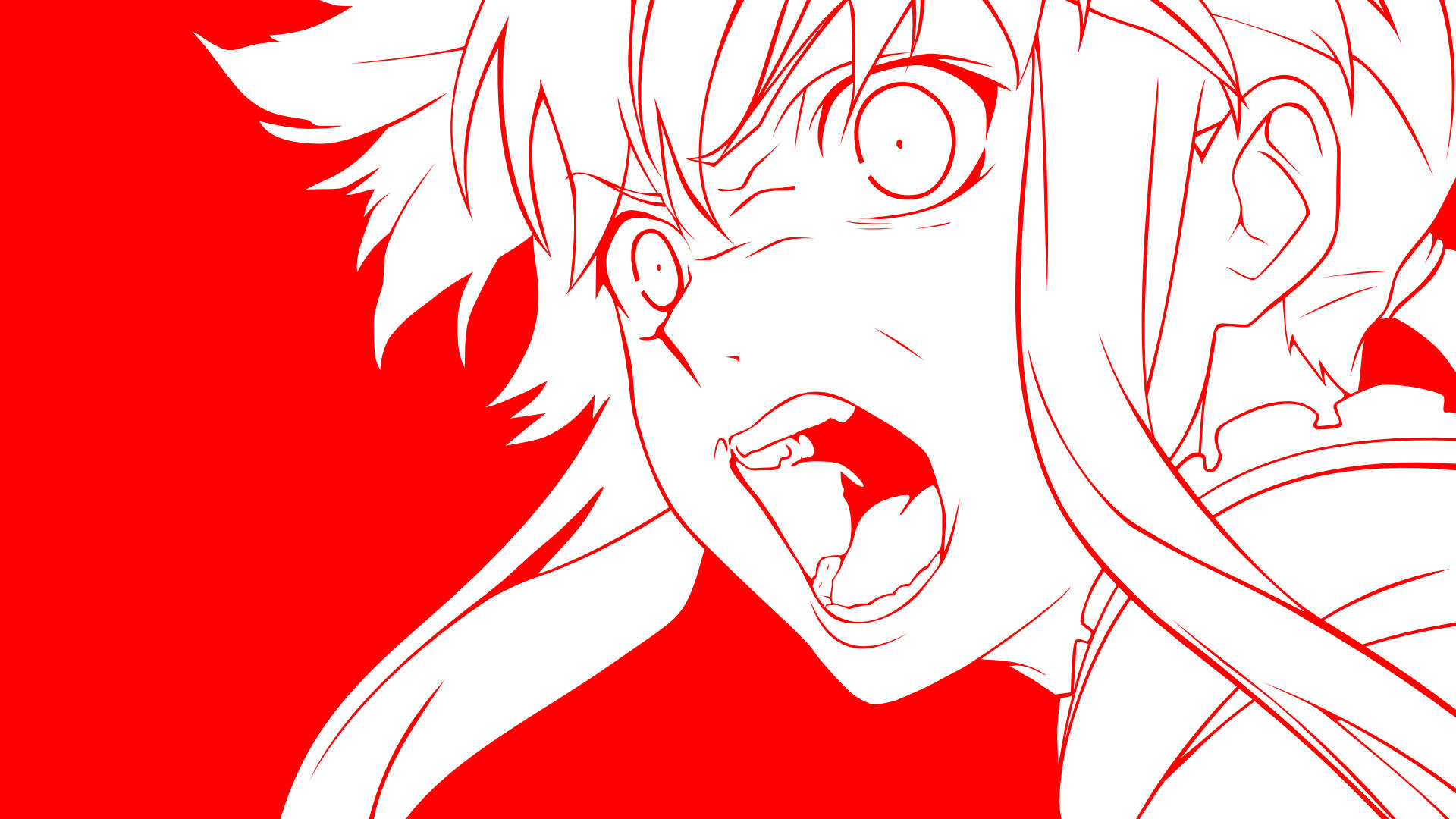 Yuno Gasai, line art, white line-art, Full HD Desktop Wallpaper