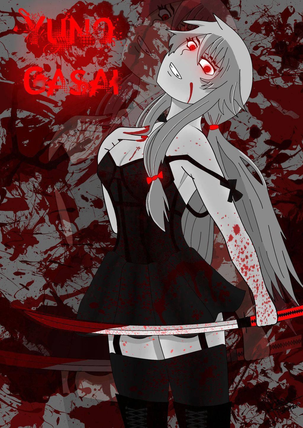 Yuno Gasai, silver hair, red eyes, HD Phone Wallpaper