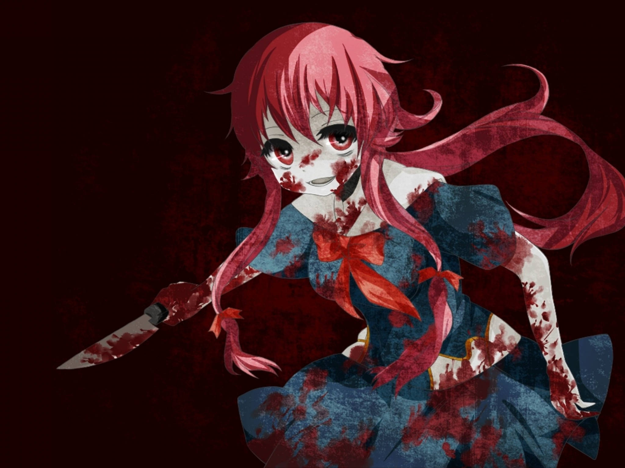 Yuno Gasai, red hair, red dress, Full HD Desktop Wallpaper