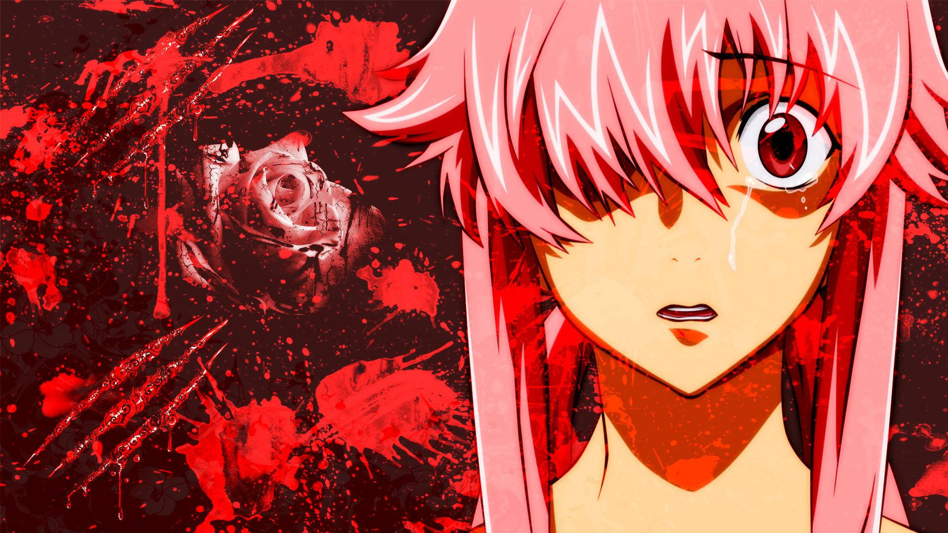 Yuno Gasai, pink-haired, red eyes, Full HD Desktop Wallpaper
