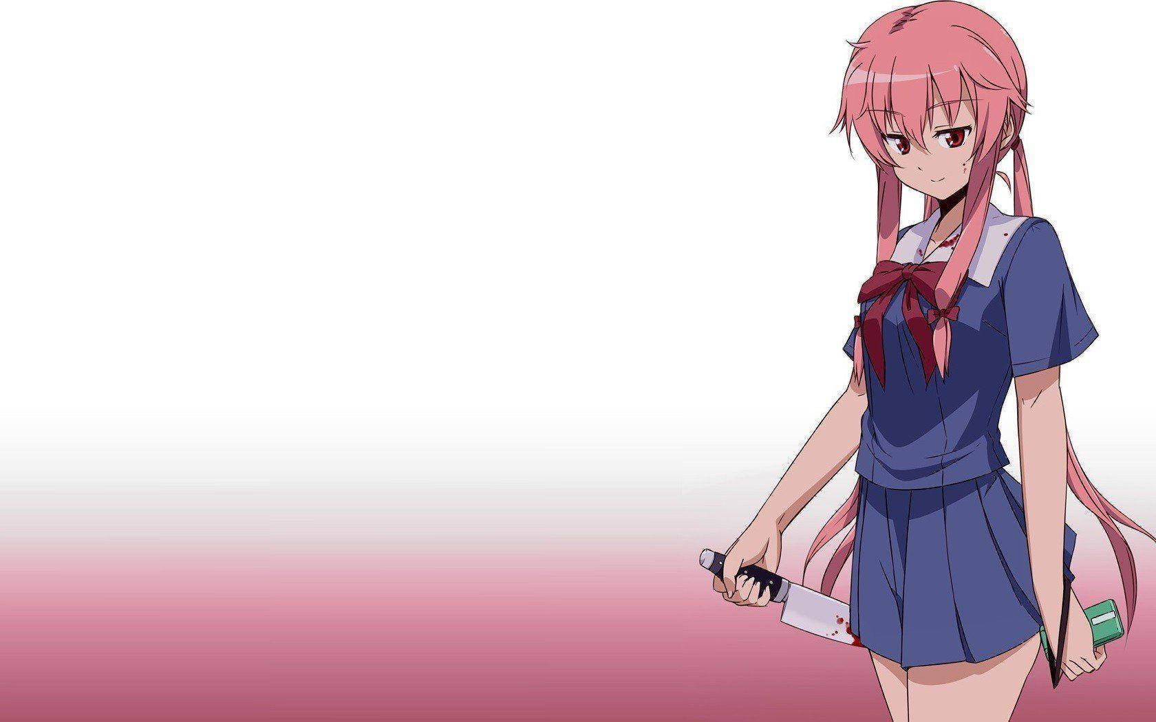 Yuno Gasai, school uniform, pink-haired, HD Desktop Wallpaper
