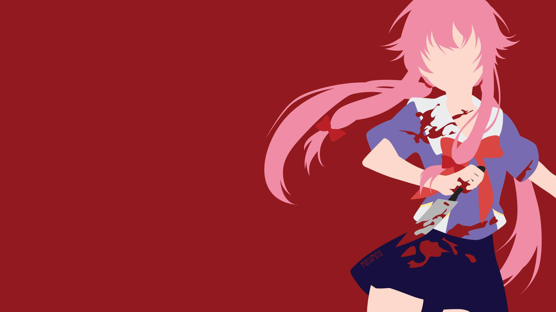 Yuno Gasai, pink-haired, anime girl, Full HD Desktop Wallpaper