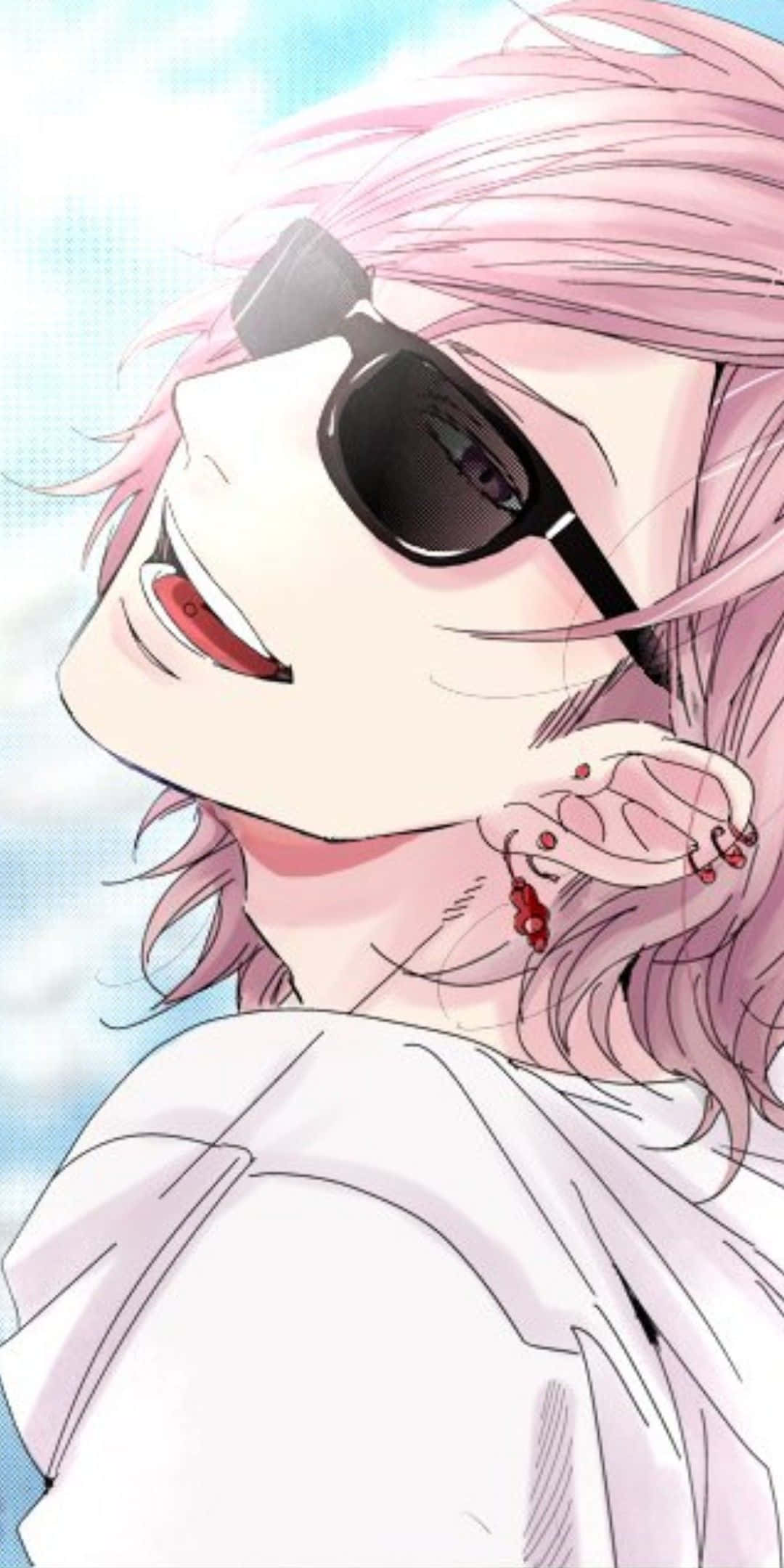Yuri Ayato, pink hair, sunglasses, Full HD Phone Wallpaper