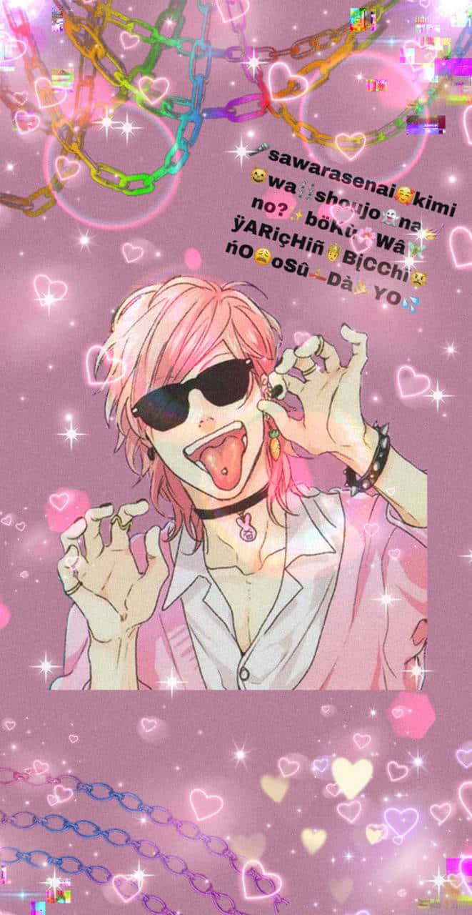 Yuri Ayato, pink-haired anime character, sunglasses, HD Phone Wallpaper