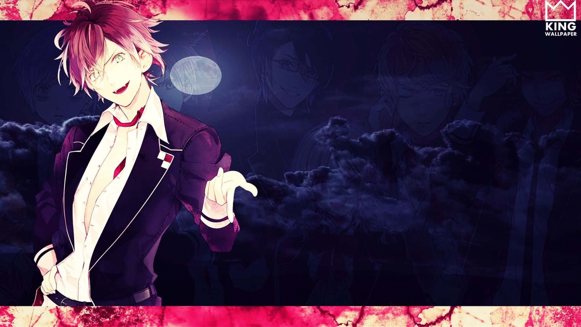 Yuri Ayato, pink hair, dark suit, Full HD Desktop Wallpaper