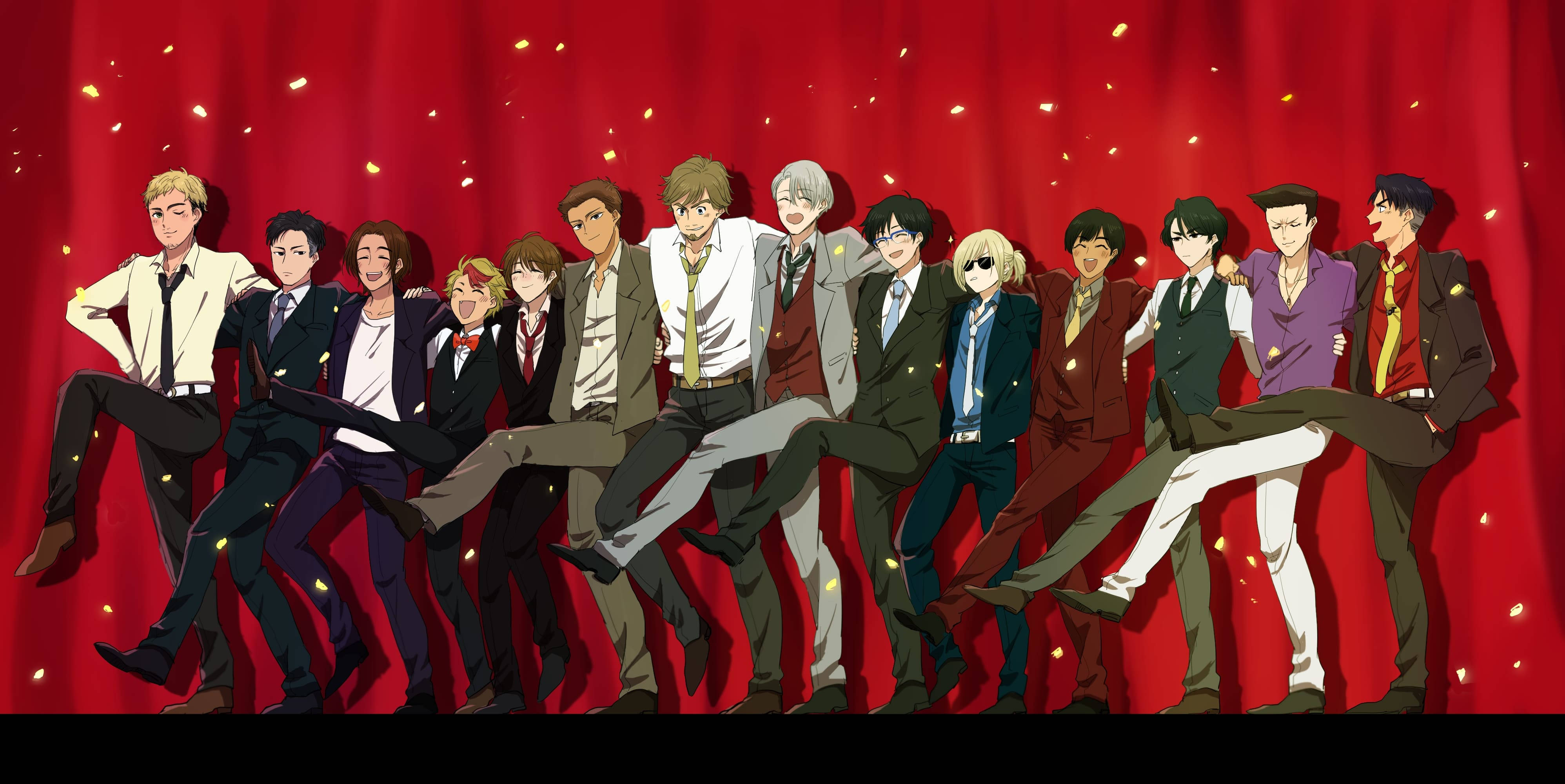 Yuri On Ice, suit, red curtain, 4K Desktop Wallpaper