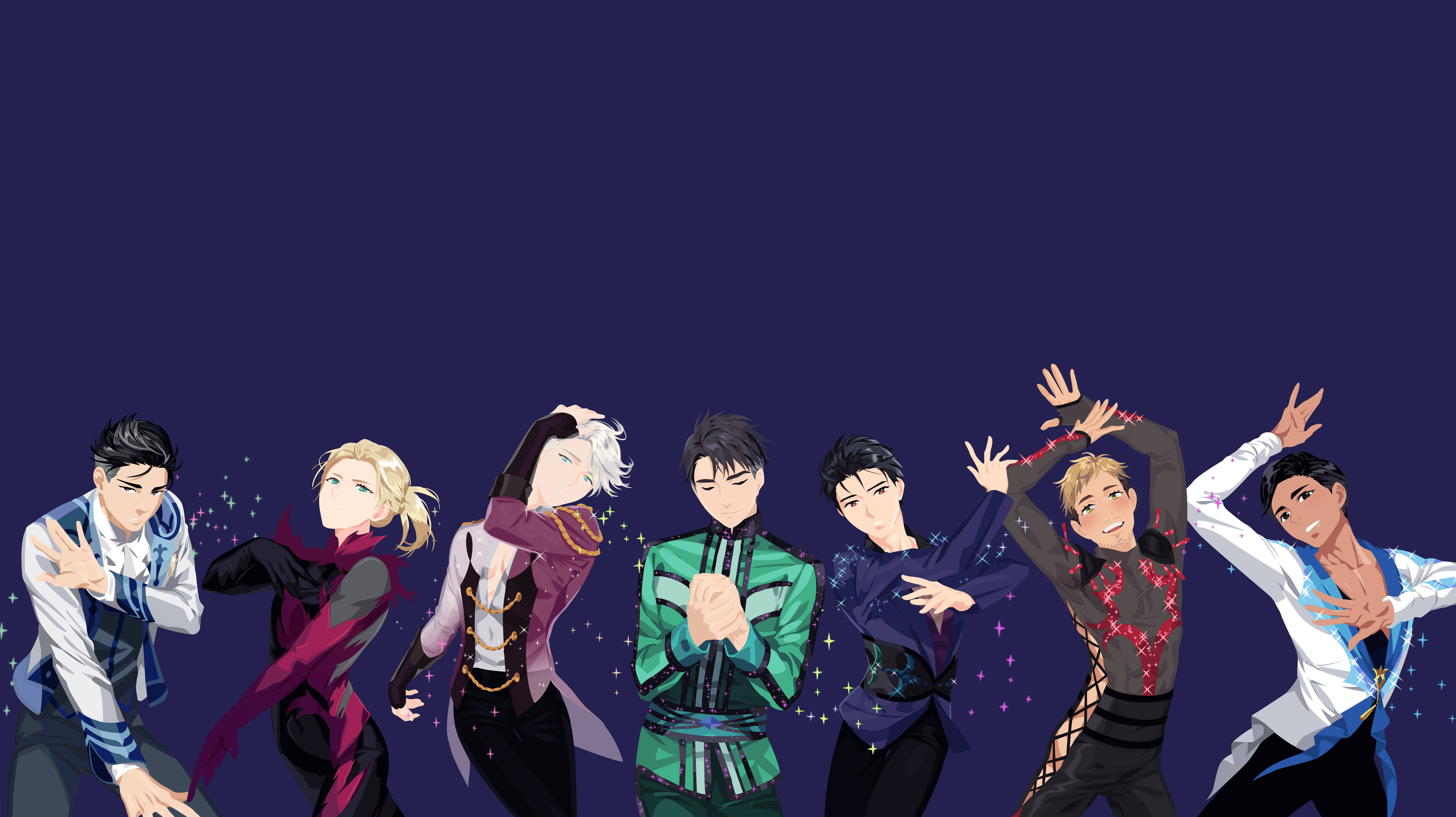 Yuri on Ice, anime-style, male figures, 5K Desktop Wallpaper