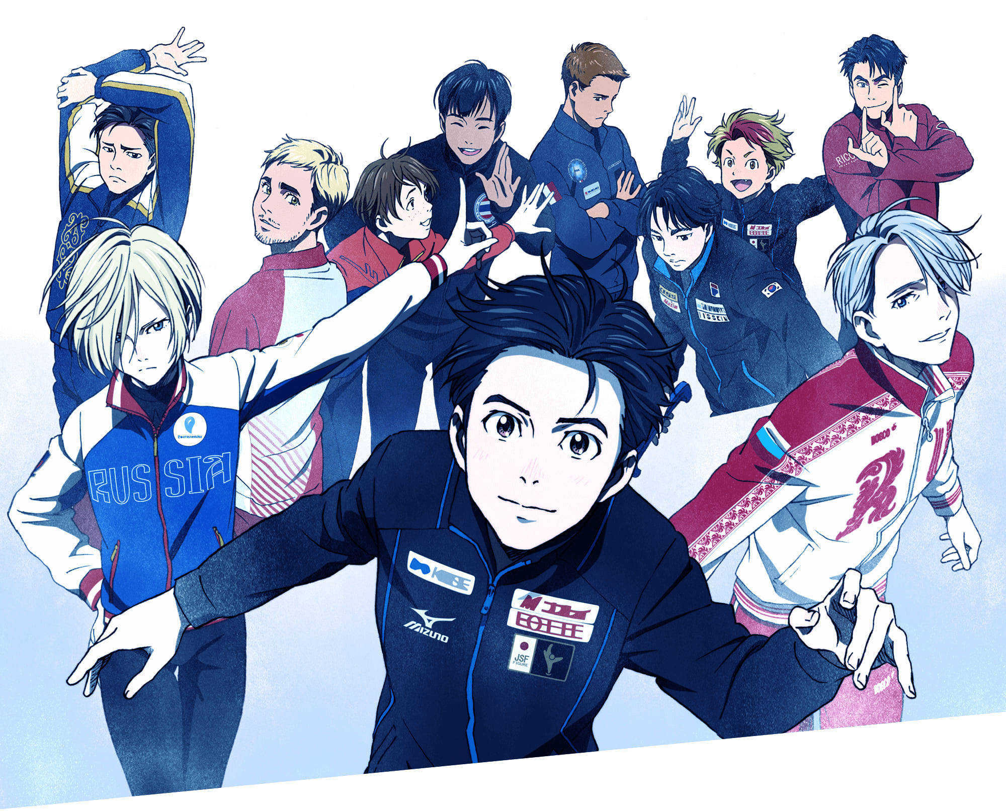 Yuri On Ice, main characters, male figure skaters, Full HD Desktop Wallpaper
