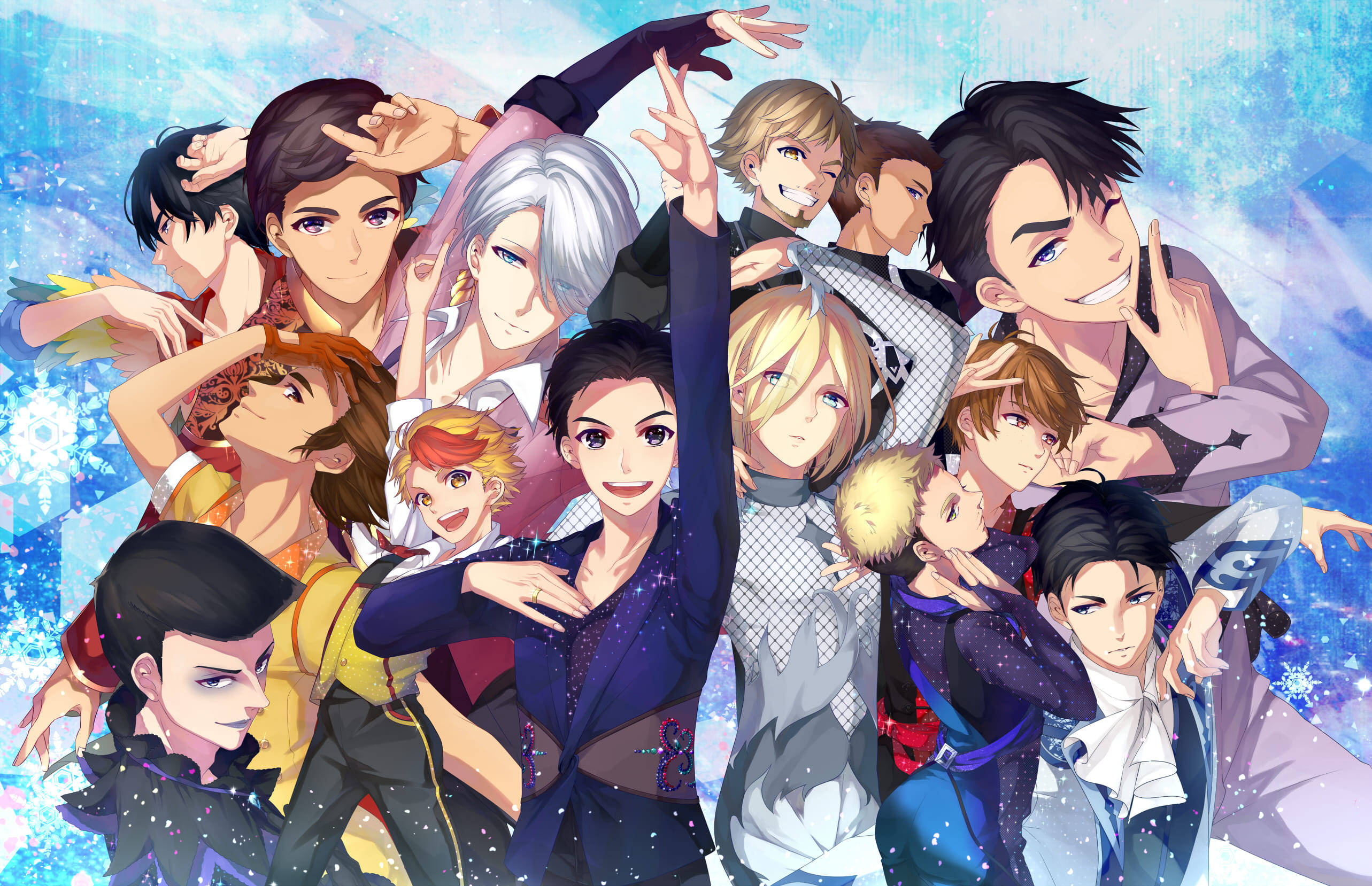 Yuri On Ice, anime group, diverse male characters, 2K Desktop Wallpaper