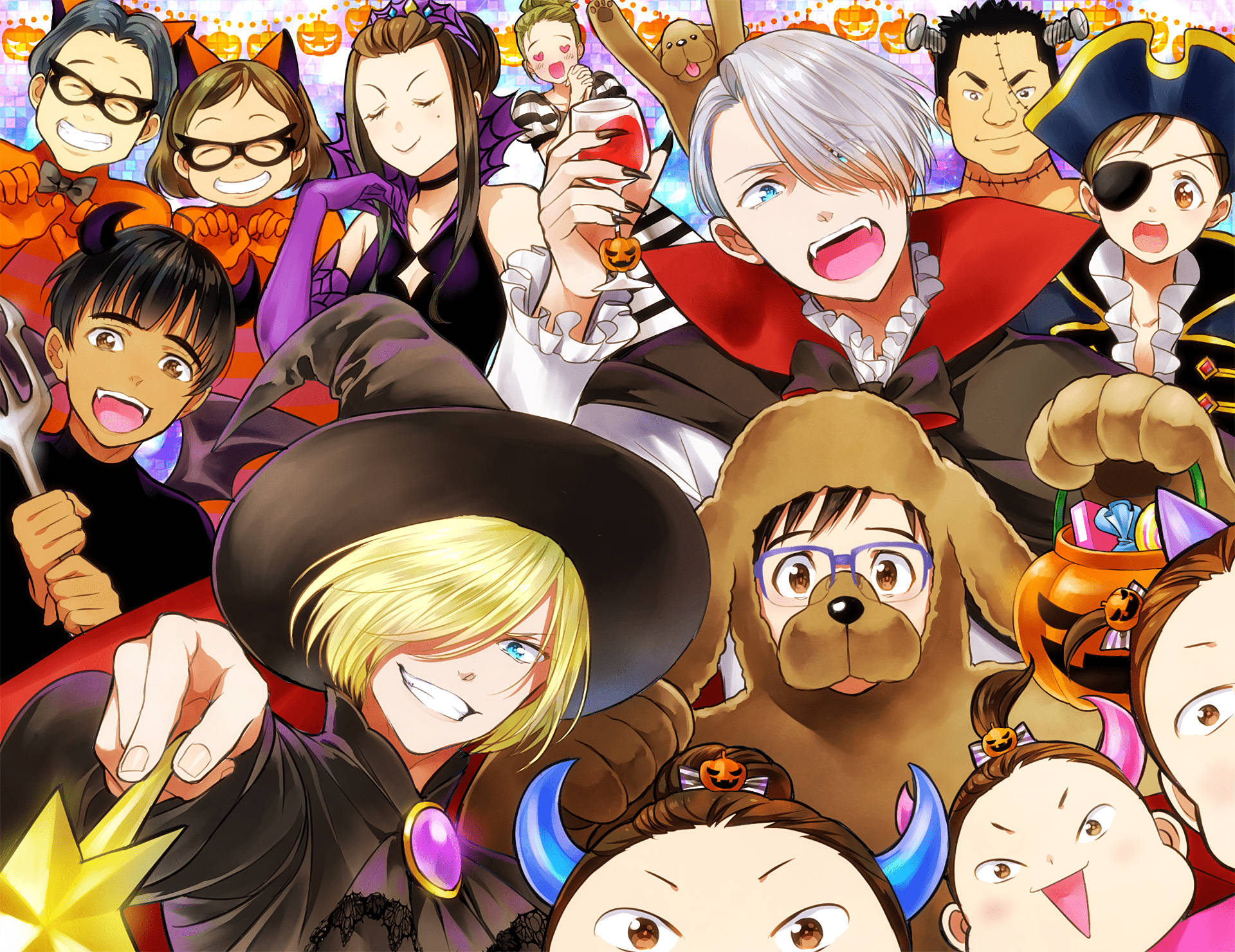 Yuri On Ice, Halloween Party, witches, Full HD Desktop Wallpaper