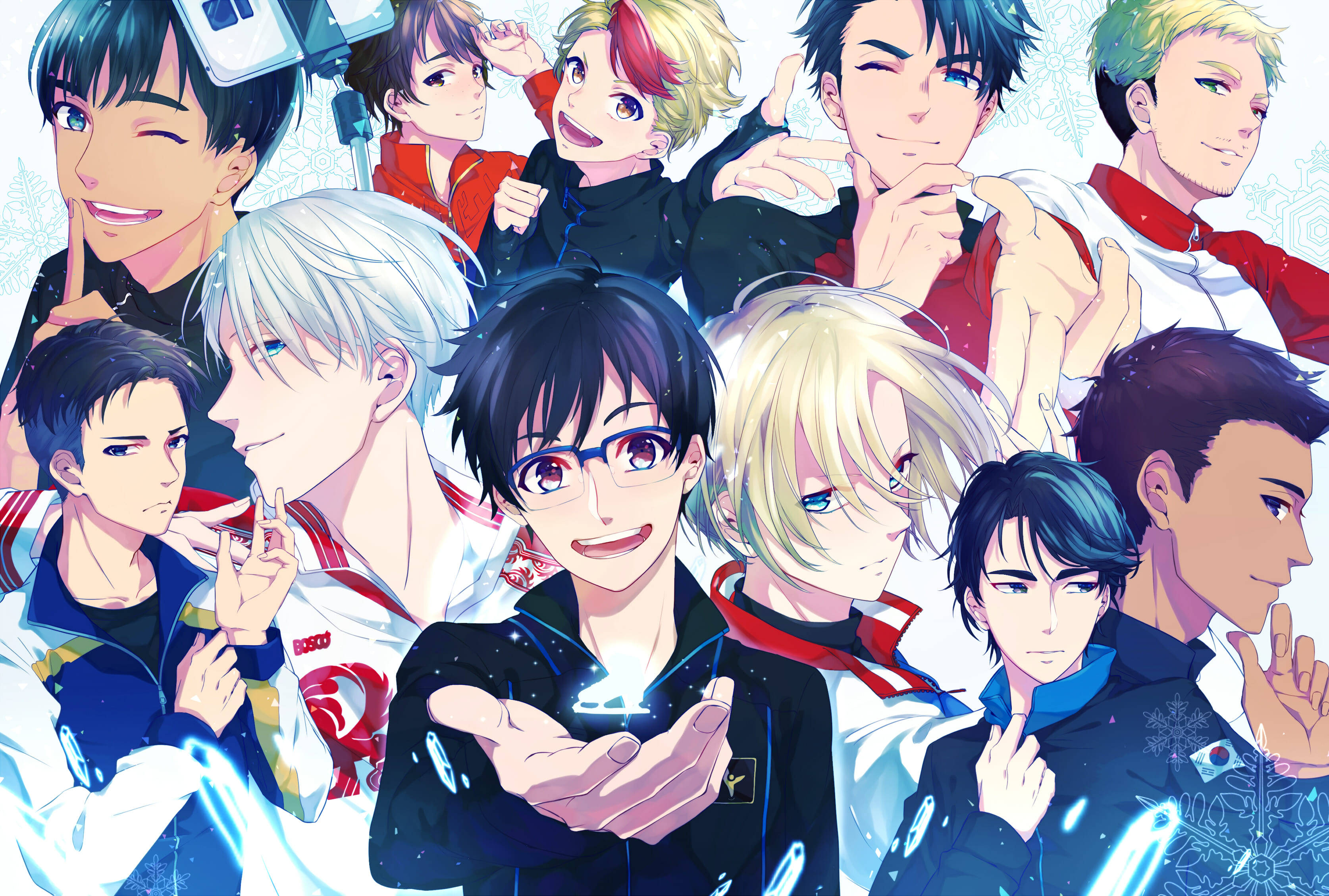 Yuri On Ice, male characters, winter sports gear, 2K Desktop Wallpaper