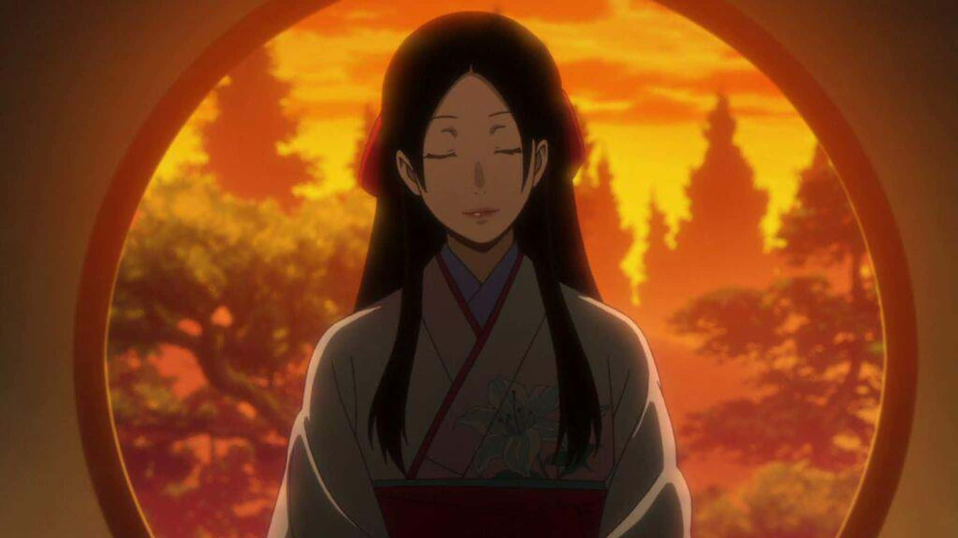 Yuriko Nishinotouin, kimono, circular doorway, Full HD Desktop Wallpaper
